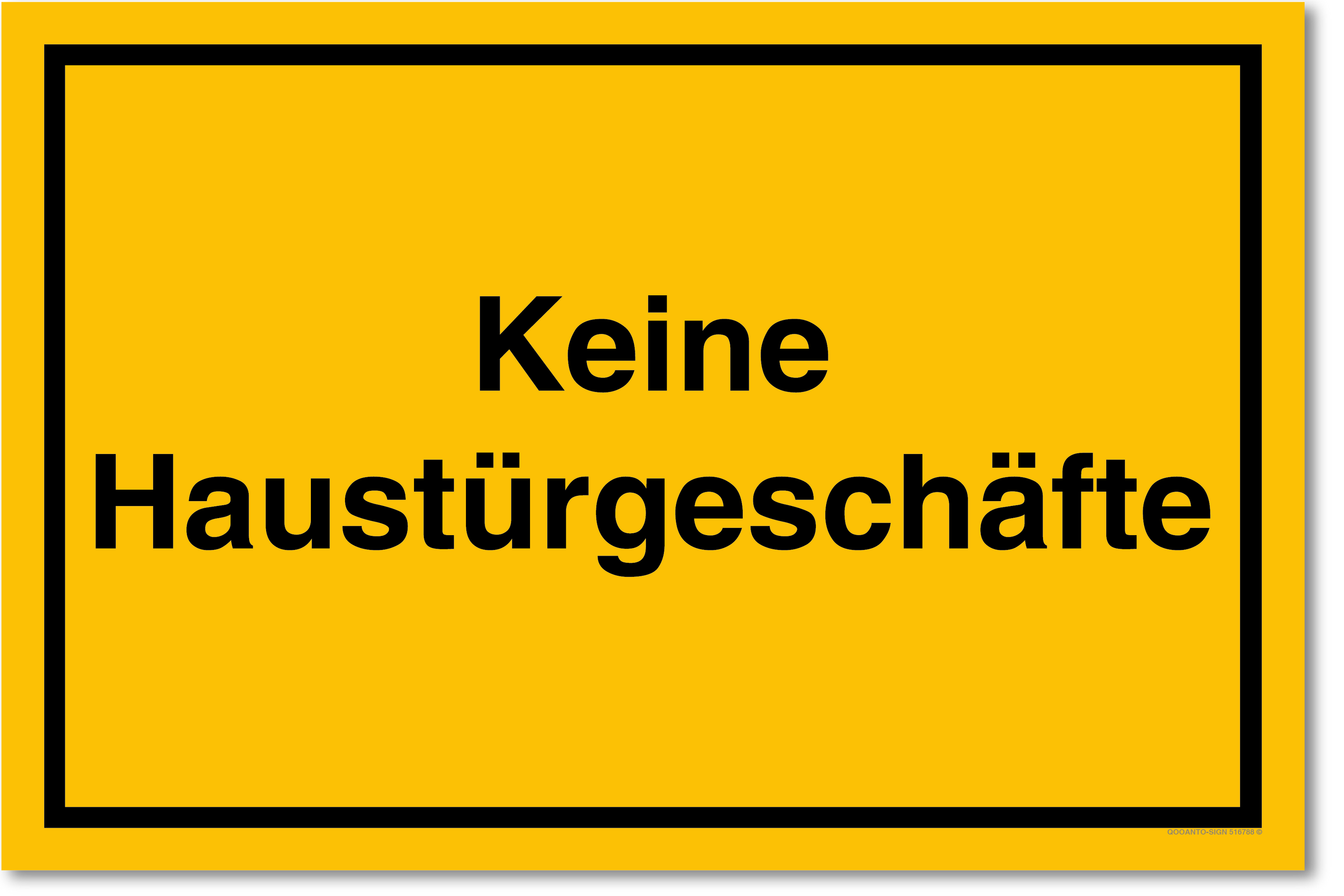 Keine Haustürgeschäfte Schild | Alu-Verbund | Gelb | Rechteck | Querformat