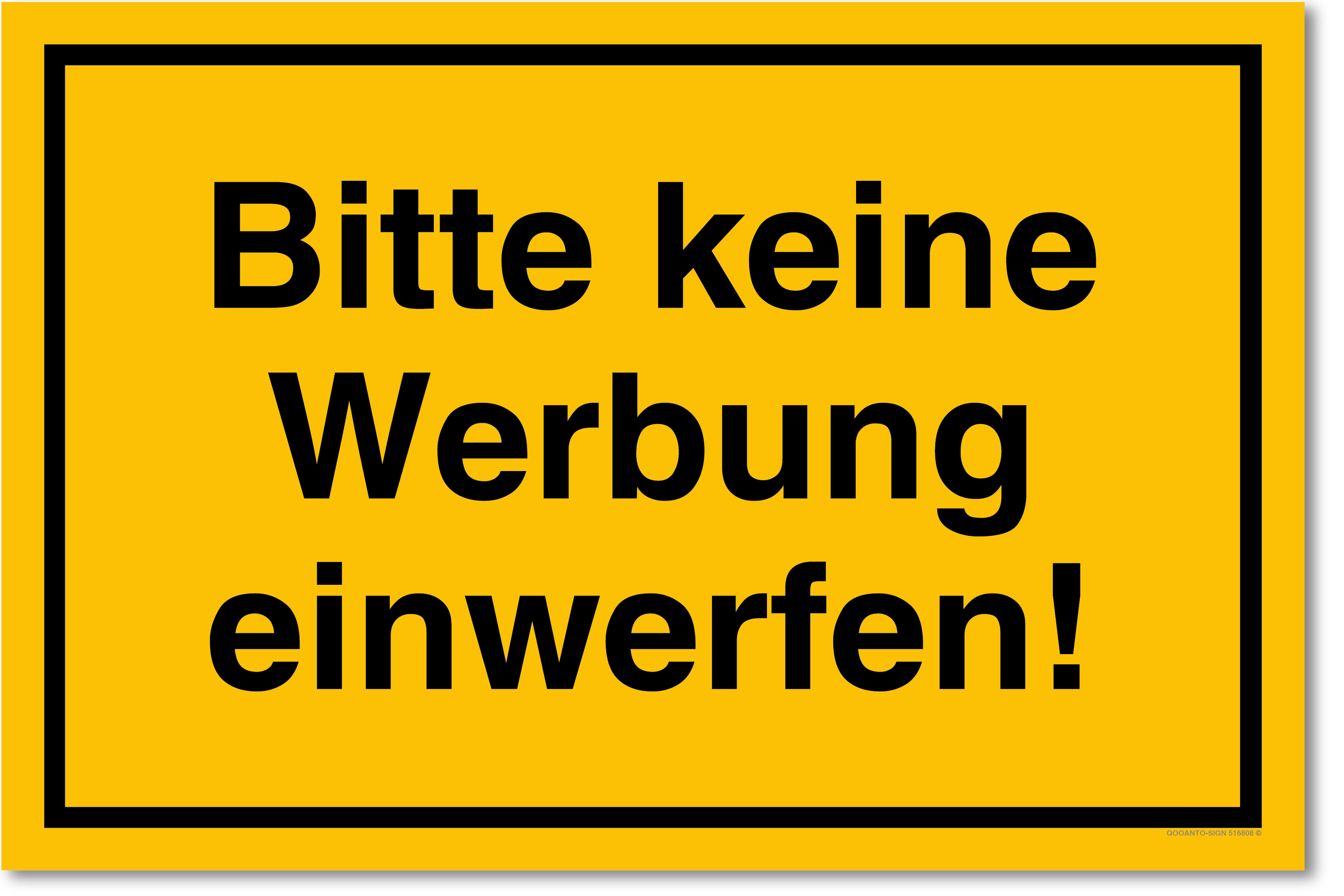 Bitte keine Werbung einwerfen!, gelb, Schild