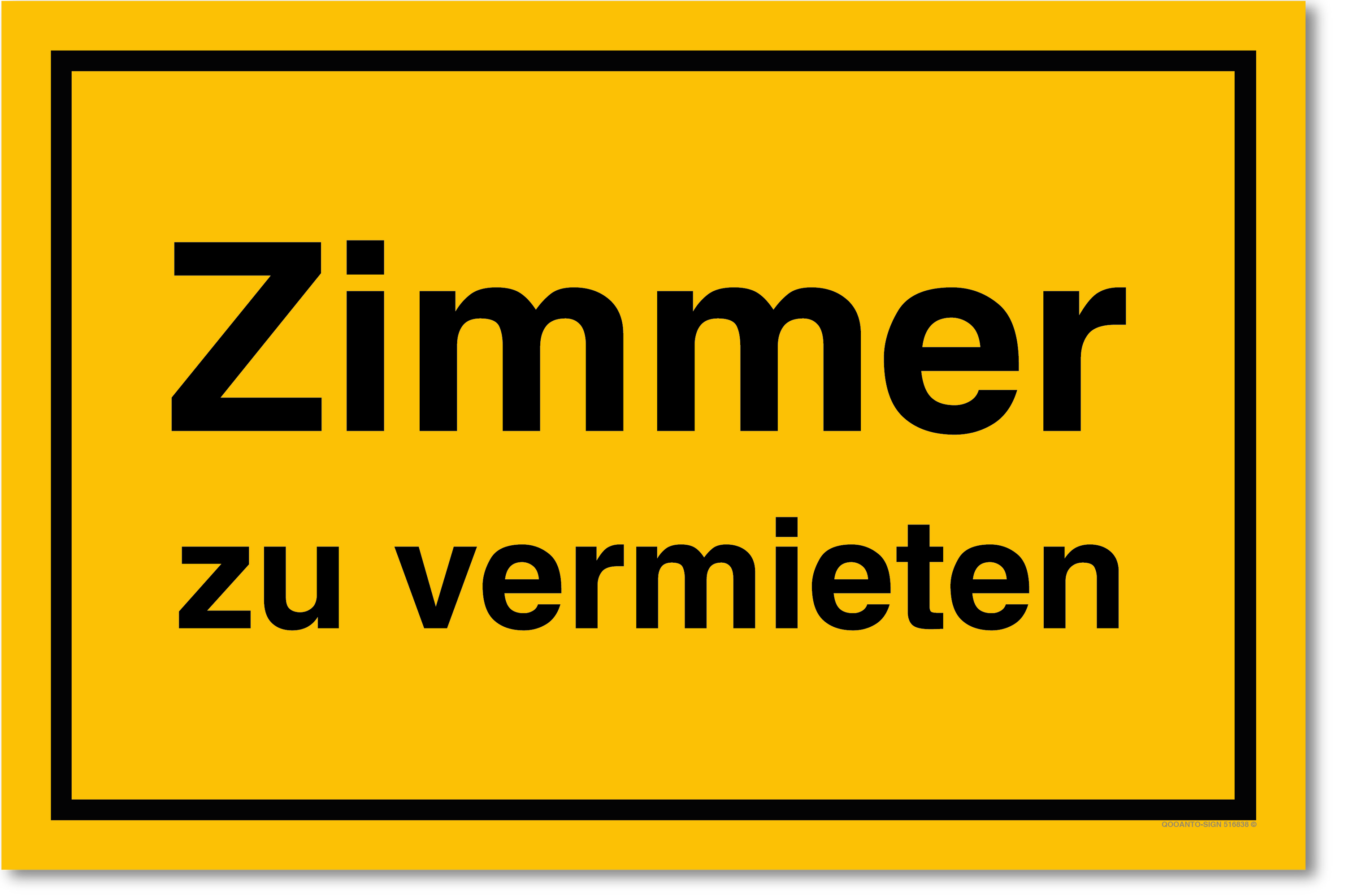 Zimmer zu vermieten, gelb, Schild