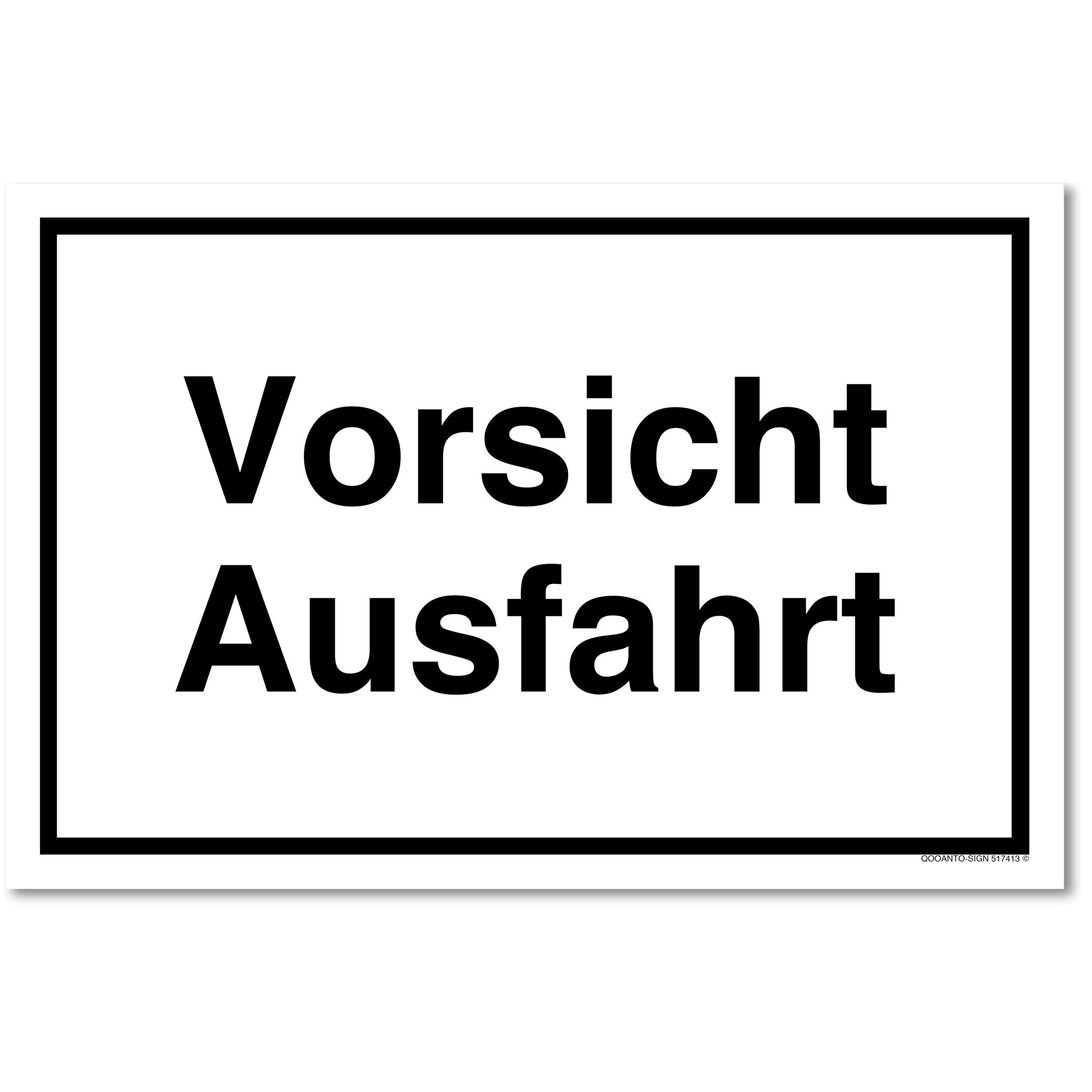 Vorsicht Ausfahrt, weiss, Schild oder Aufkleber