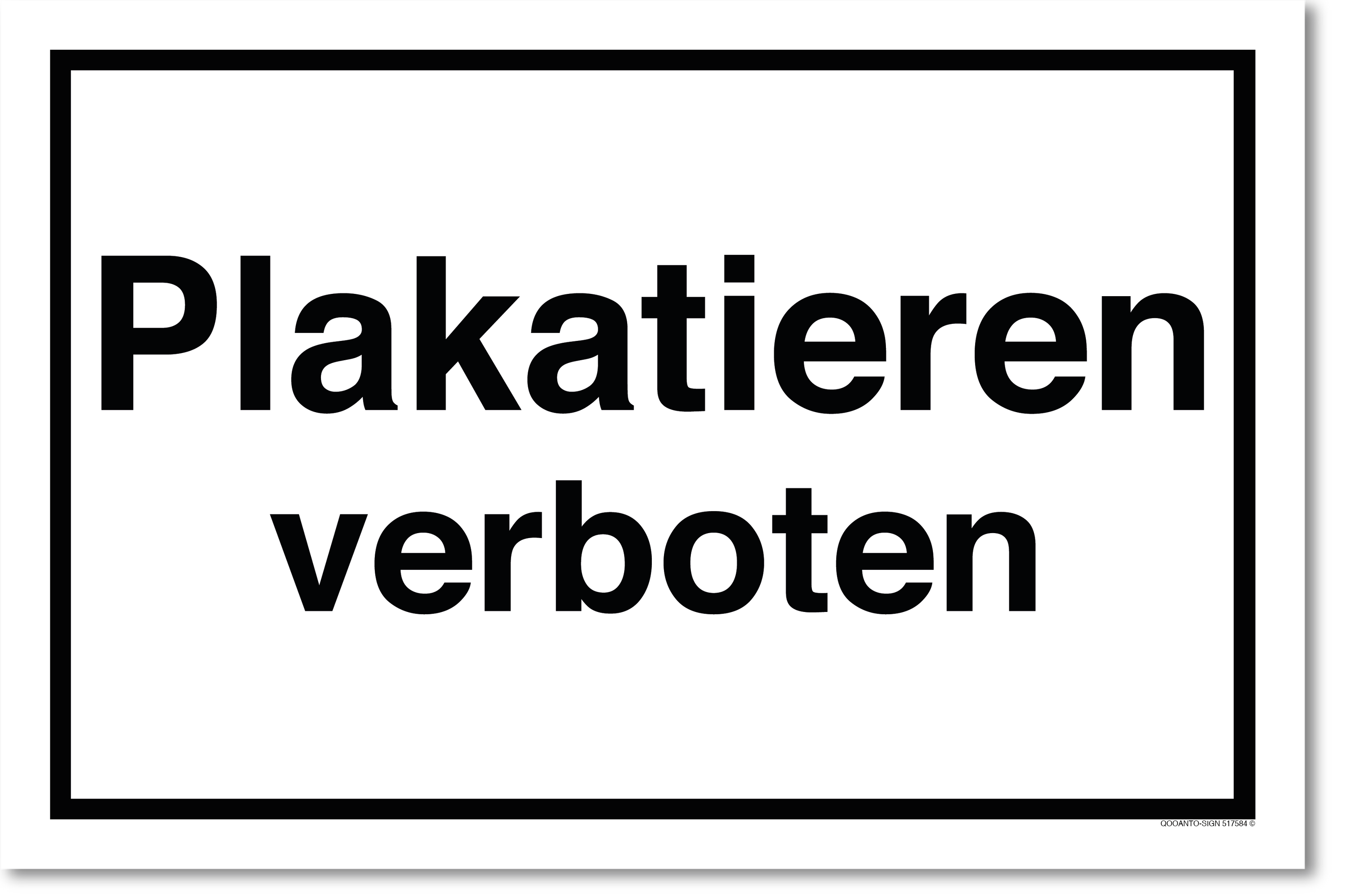 Plakatieren verboten, weiss, Schild oder Aufkleber