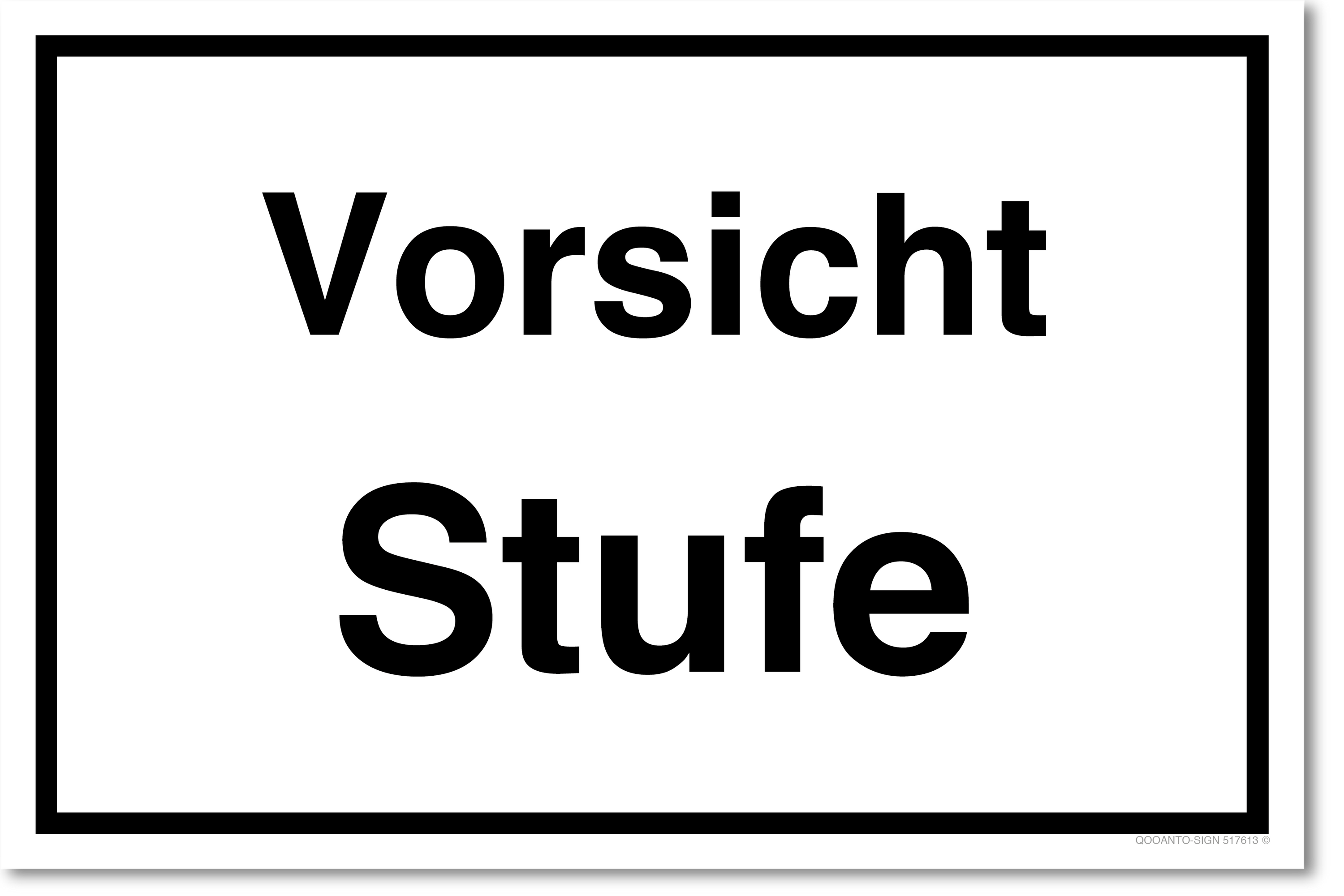 Vorsicht Stufe, weiss, Schild oder Aufkleber