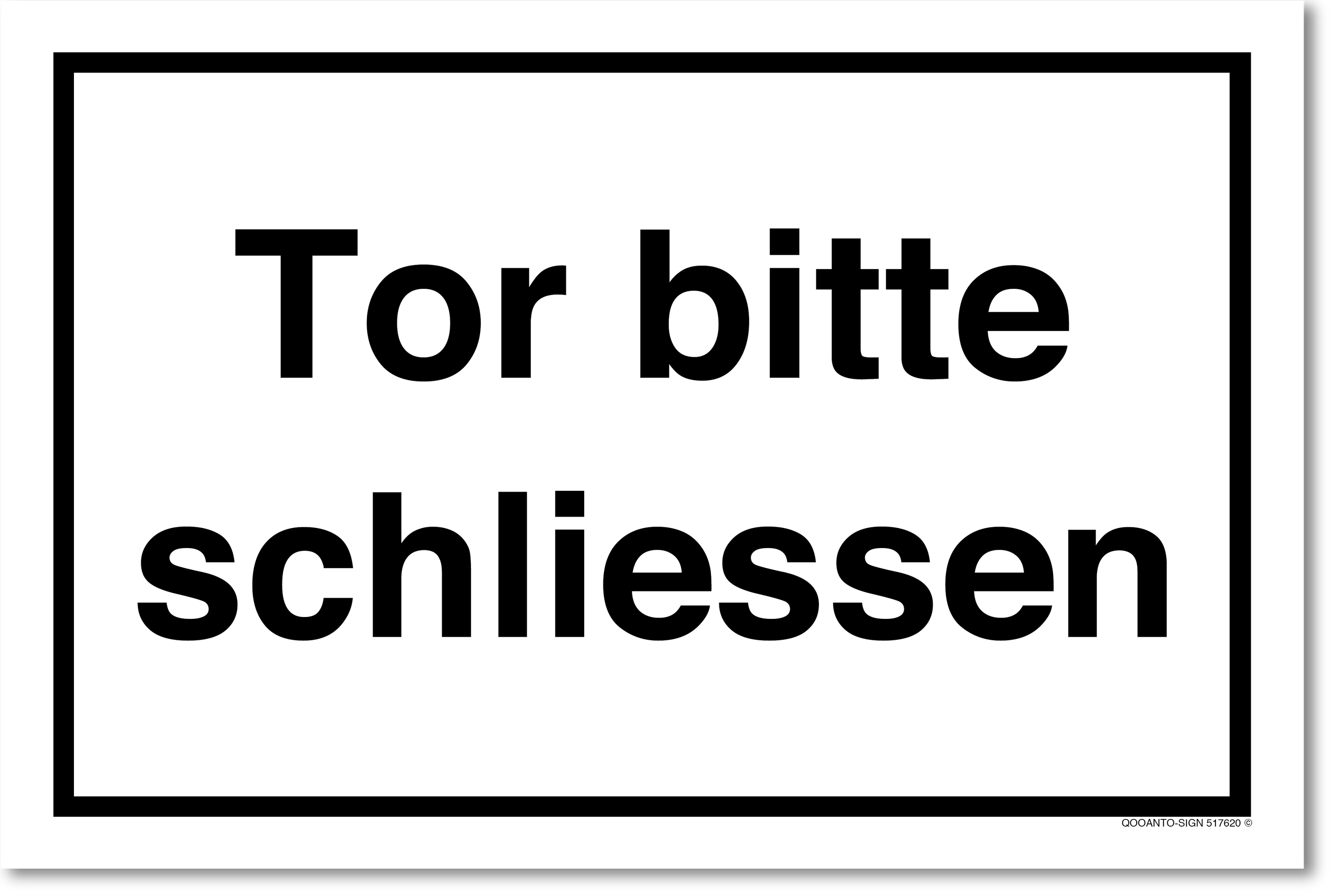 Tor bitte schliessen, weiss, Schild oder Aufkleber