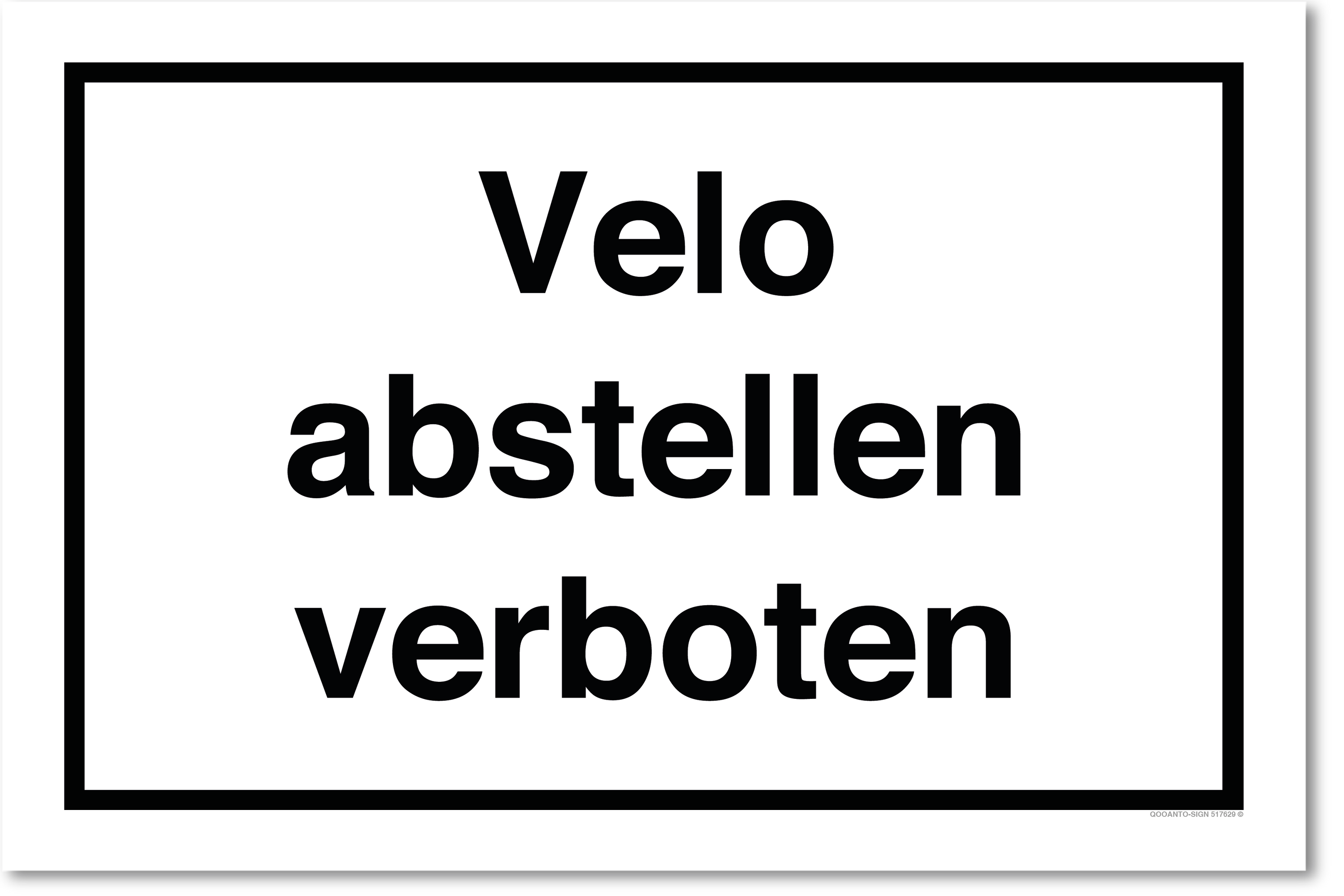 Velo abstellen verboten, weiss, Schild oder Aufkleber