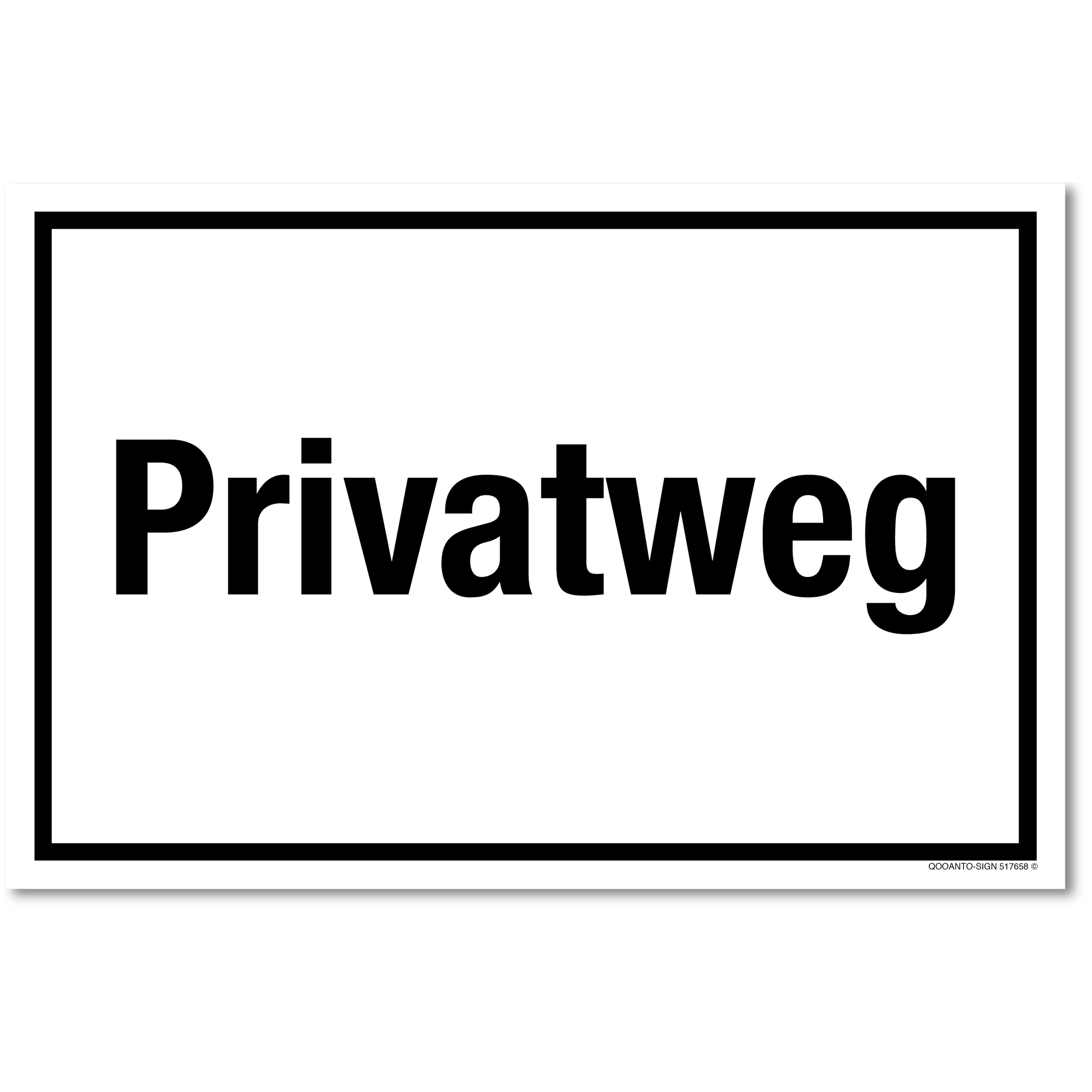 3 Stück Privatweg Schild | Alu-Verbund | 20 x 13.3 cm | Weiss | Rechteck | Querformat