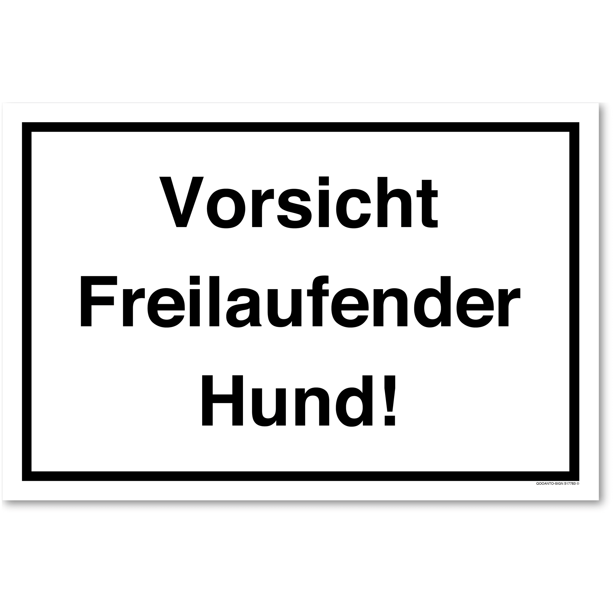 Vorsicht Freilaufender Hund, weiss, Schild oder Aufkleber