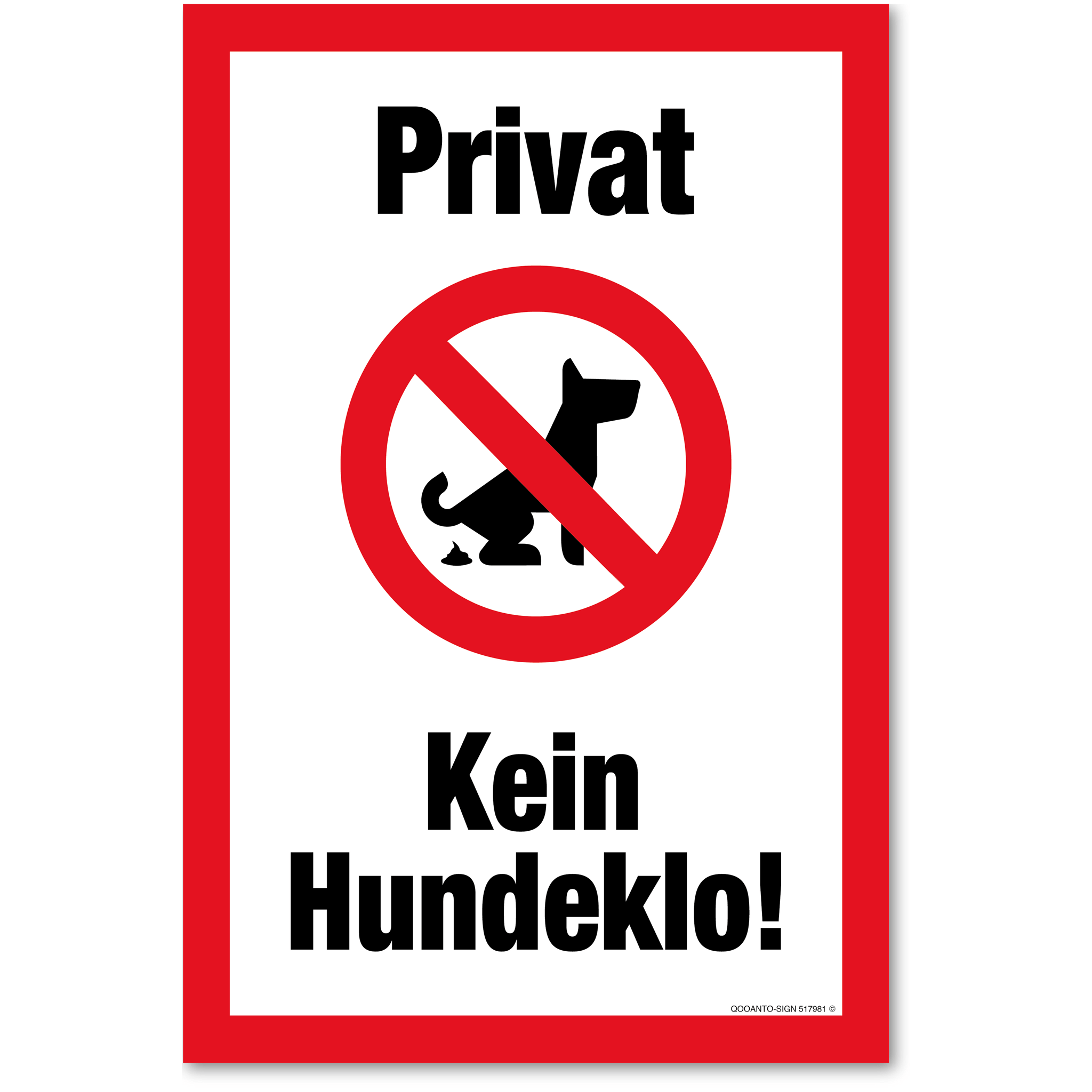 Privat - Kein Hundeklo, weiss, Schild oder Aufkleber