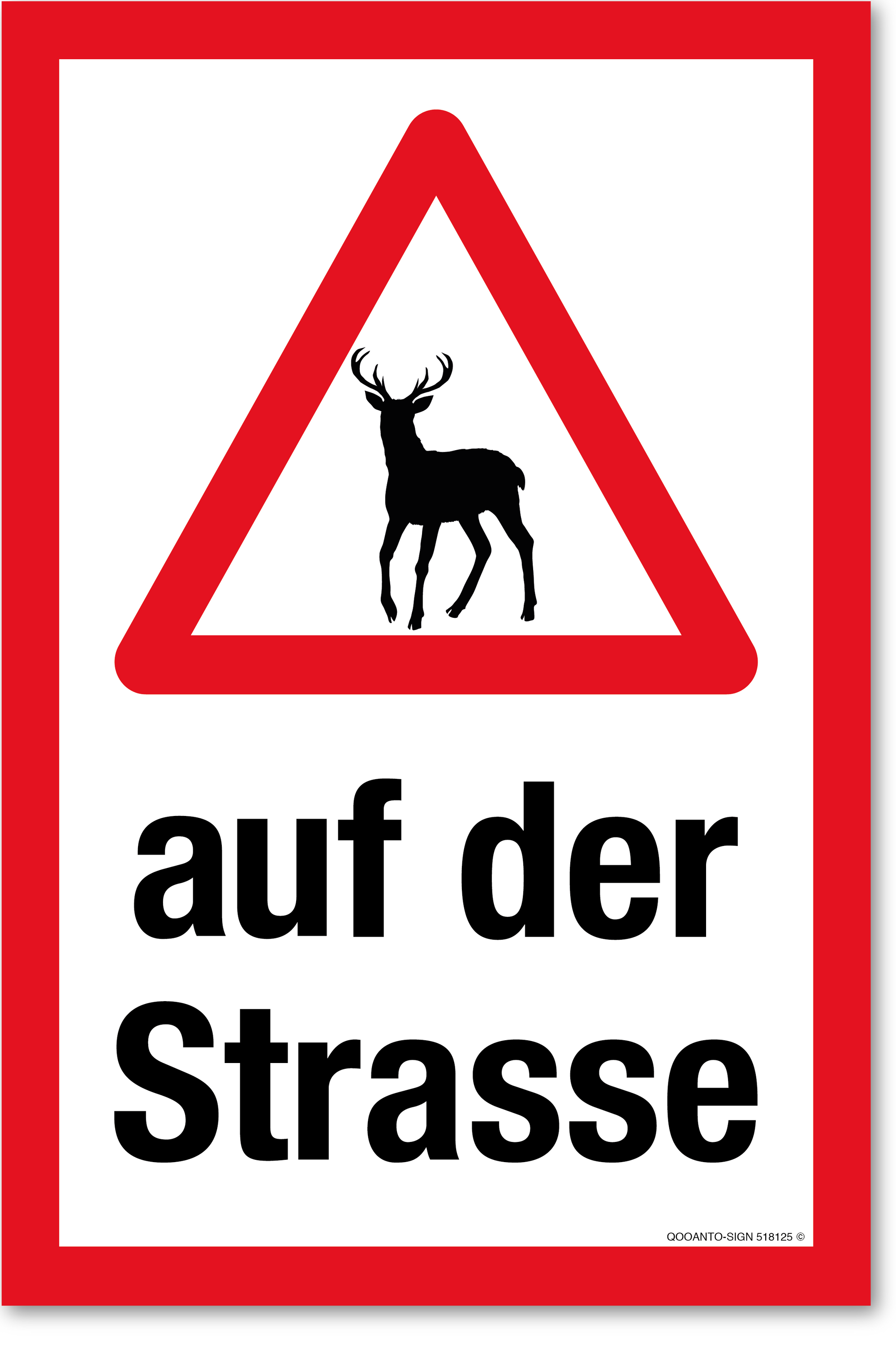 Warndreieck mit Wild - auf der Strasse, weiss, Schild oder Aufkleber