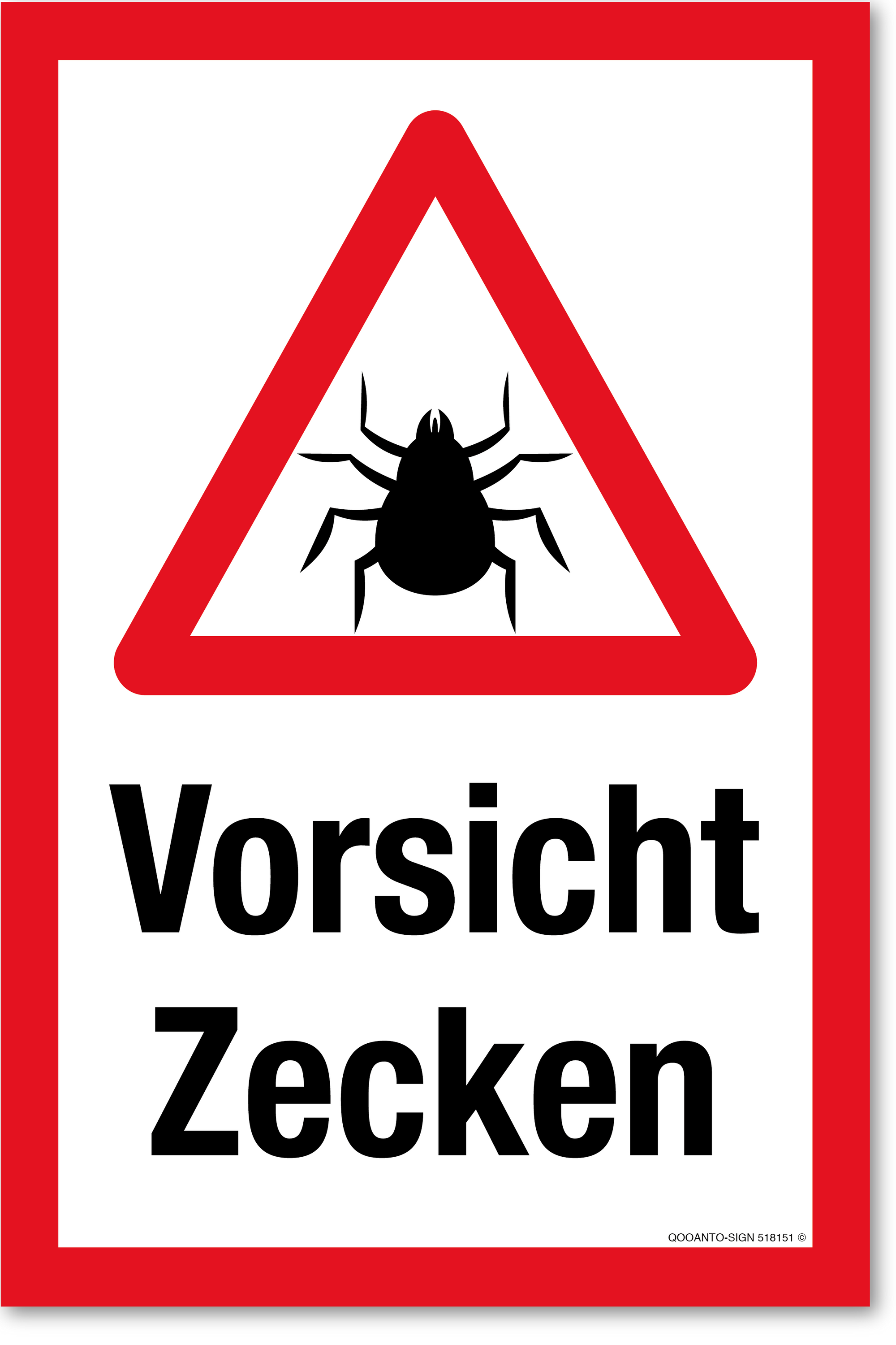 Warndreieck mit Zecke - Vorsicht Zecken, weiss, Schild oder Aufkleber