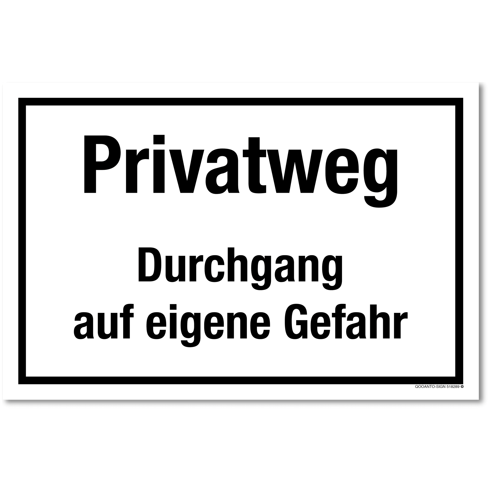 3 Stück Privatweg Durchgang Auf Eigene Gefahr Schild | Alu-Verbund | 20 x 13.3 cm | Weiss | Rechteck | Querformat