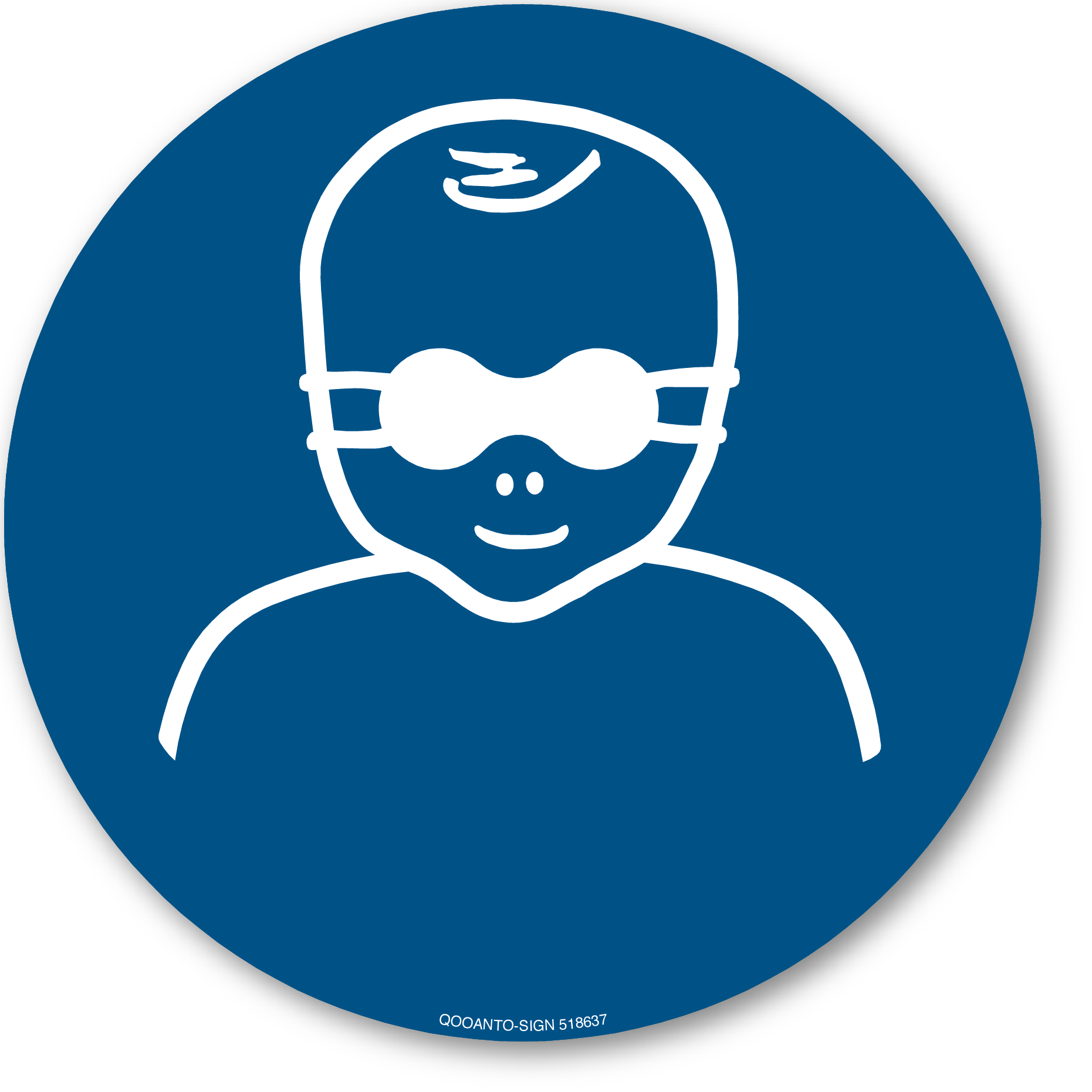 Kleinkinder durch weitgehend lichtundurchlässige Augenabschirmung schützen, Schild oder Aufkleber