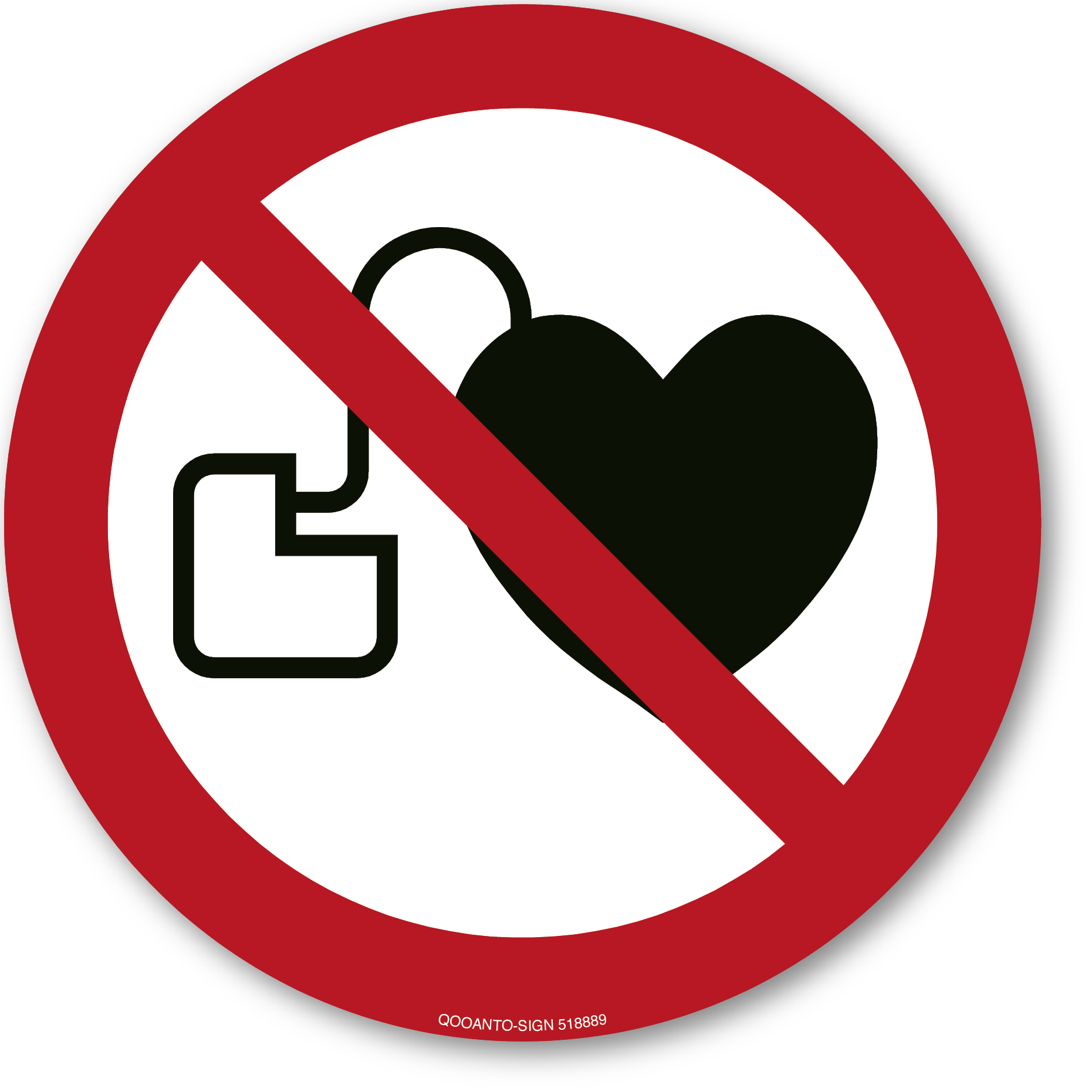 Kein Zutritt für Personen mit Herzschrittmachern oder implantierten Defibrillatoren, Schild oder Aufkleber