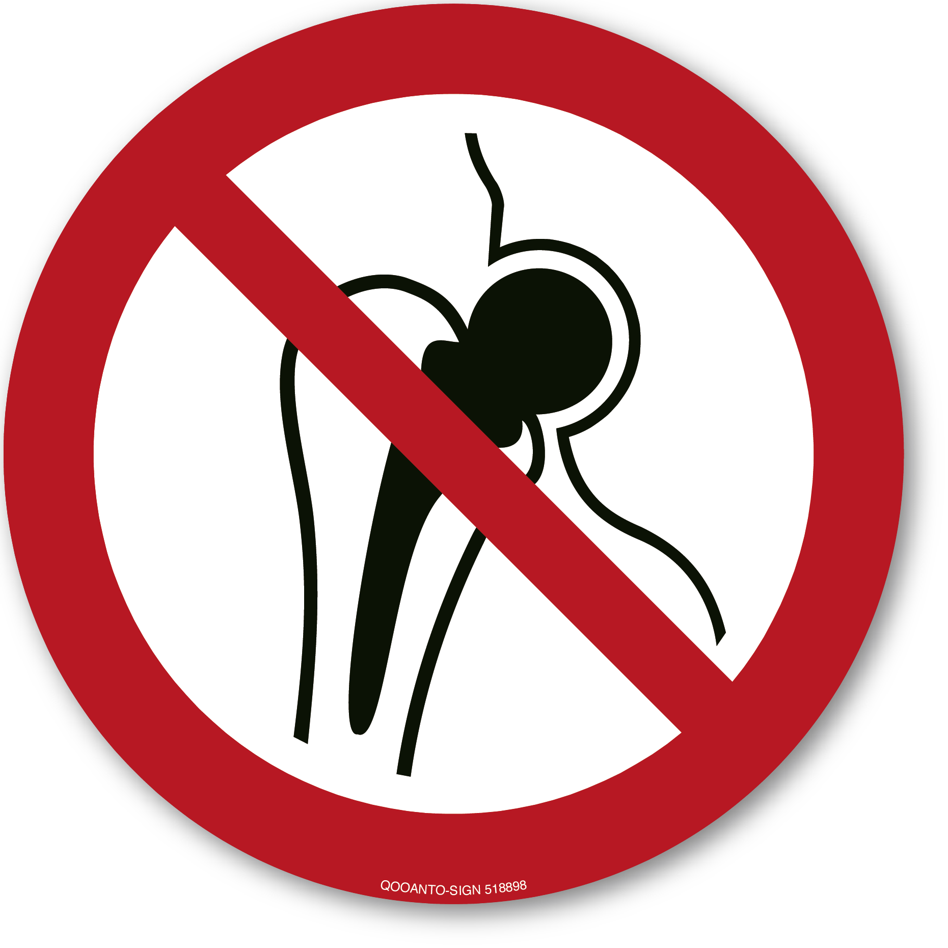 Kein Zutritt für Personen mit Implantaten aus Metall, Schild oder Aufkleber