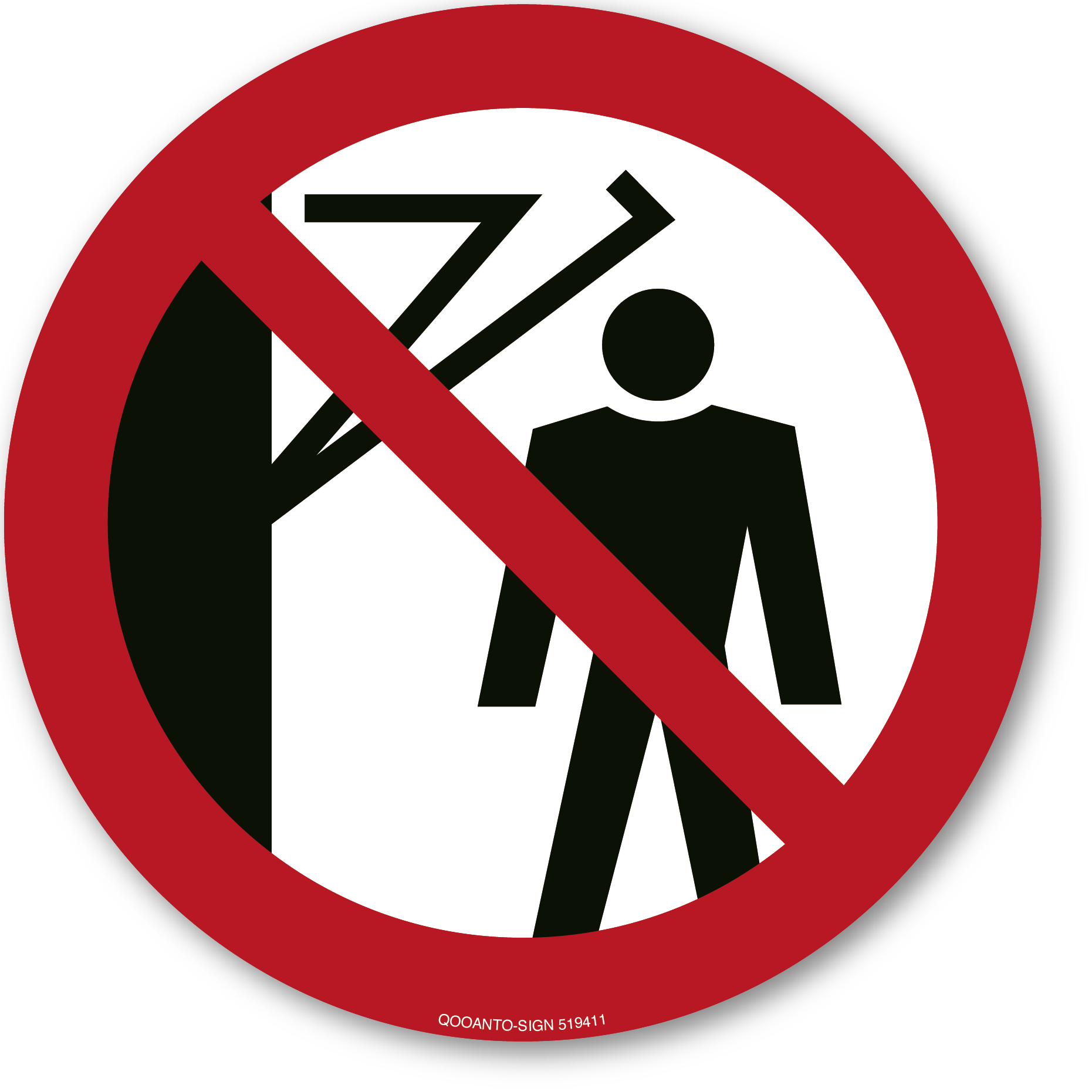 Hinter den Schwenkarm treten verboten, Schild oder Aufkleber