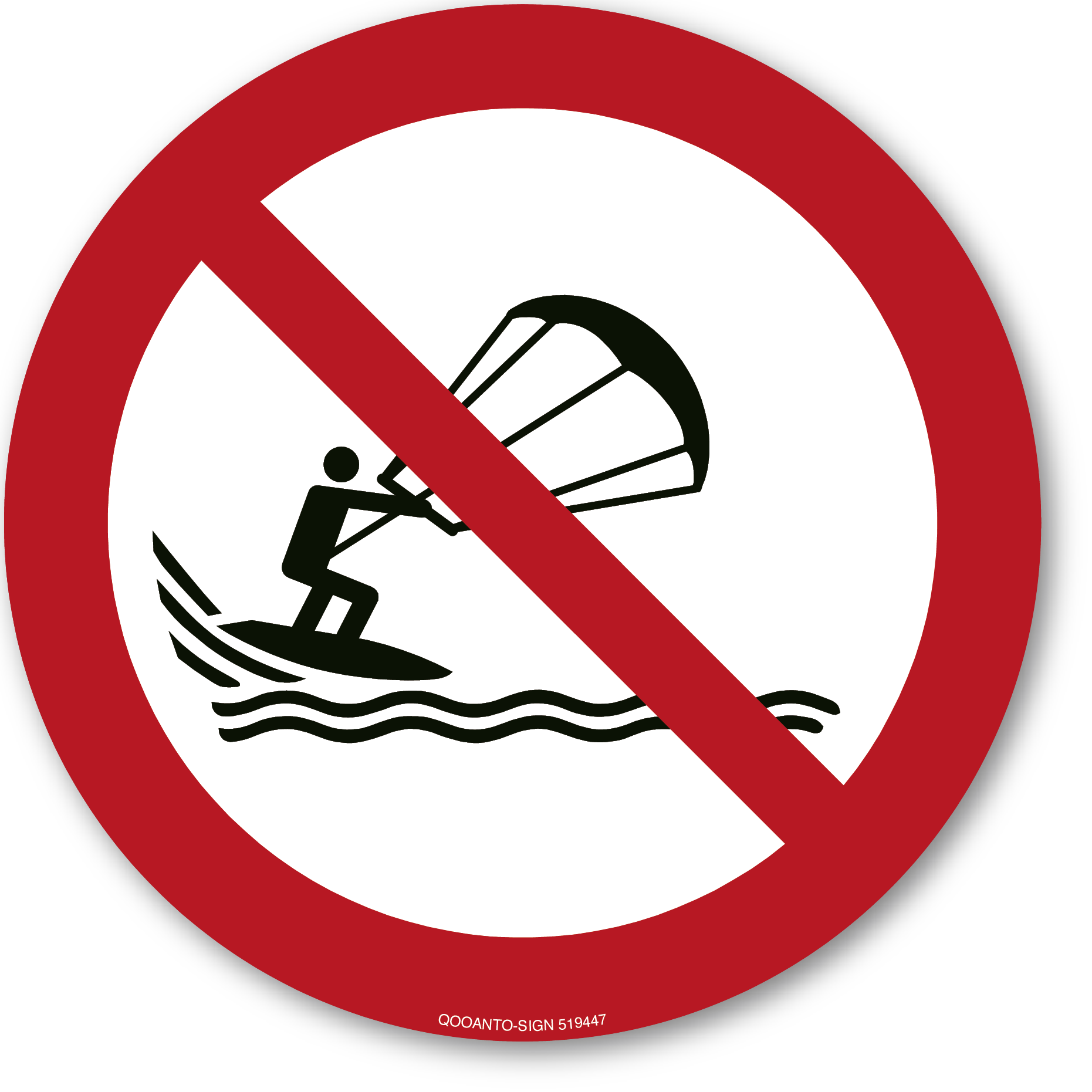 Kitesurfen verboten, Schild oder Aufkleber
