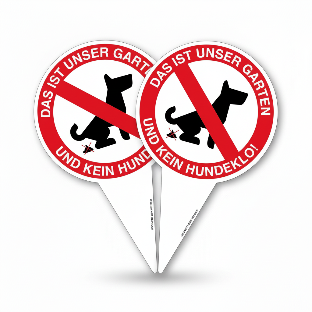2 Stück Kein Hundeklo Steckschild Das Ist Unser Garten Und Kein Hundeklo! | UV-Schutz | Alu-Verbund | 18 x 30 cm | Weiss/Rot | Hochformat