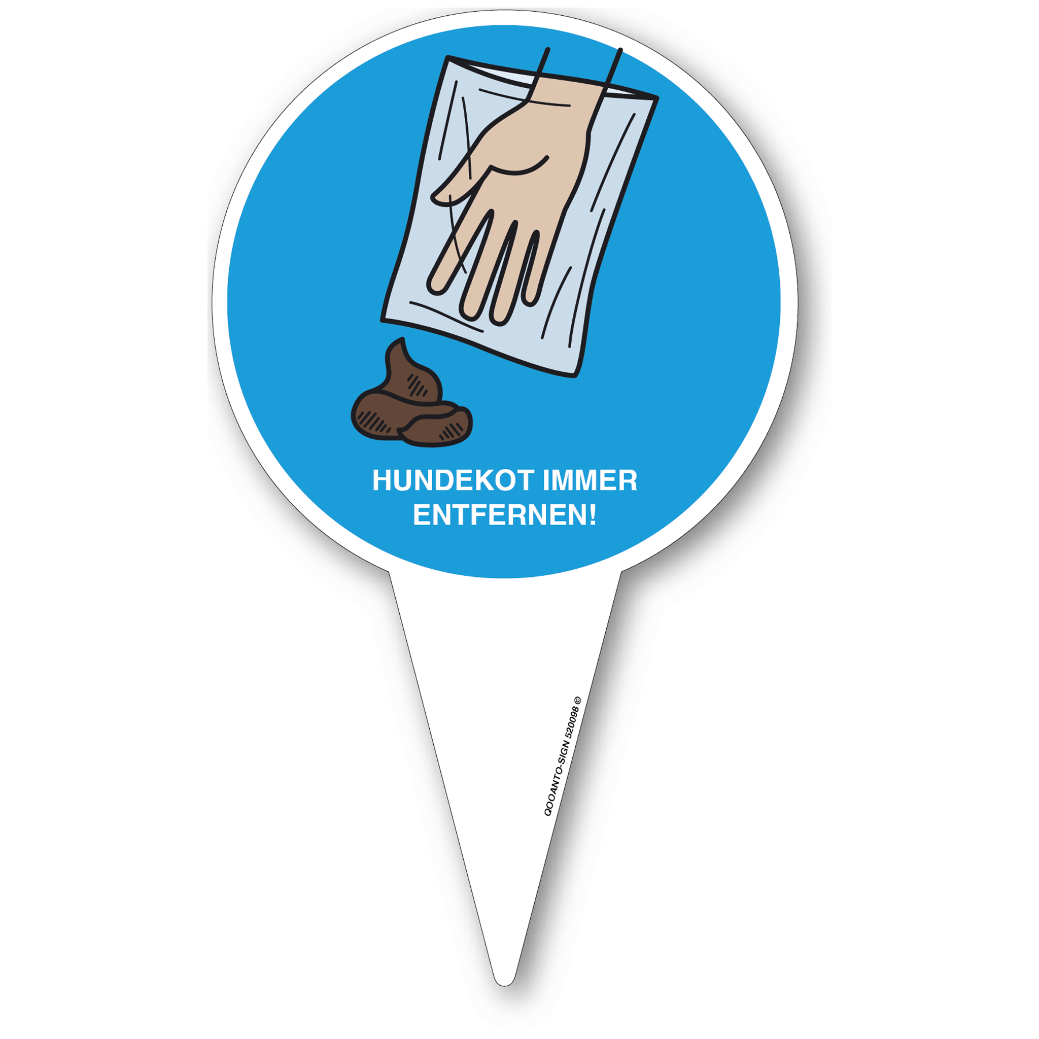 2 Stück Kein Hundeklo Steckschild Hundekot Immer Entfernen! | UV-Schutz | Alu-Verbund | 18 x 30 cm | Weiss/Blau | Hochformat