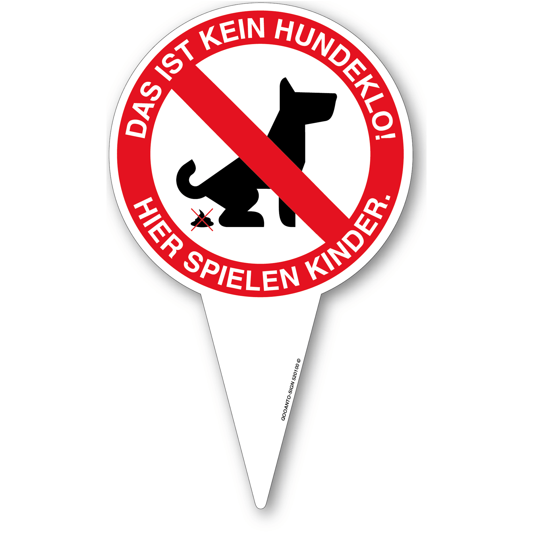 2 Stück Kein Hundeklo Steckschild Das Ist Kein Hundeklo! Hier Spielen Kinder. | UV-Schutz | Alu-Verbund | 18 x 30 cm | Weiss/Rot | Hochformat