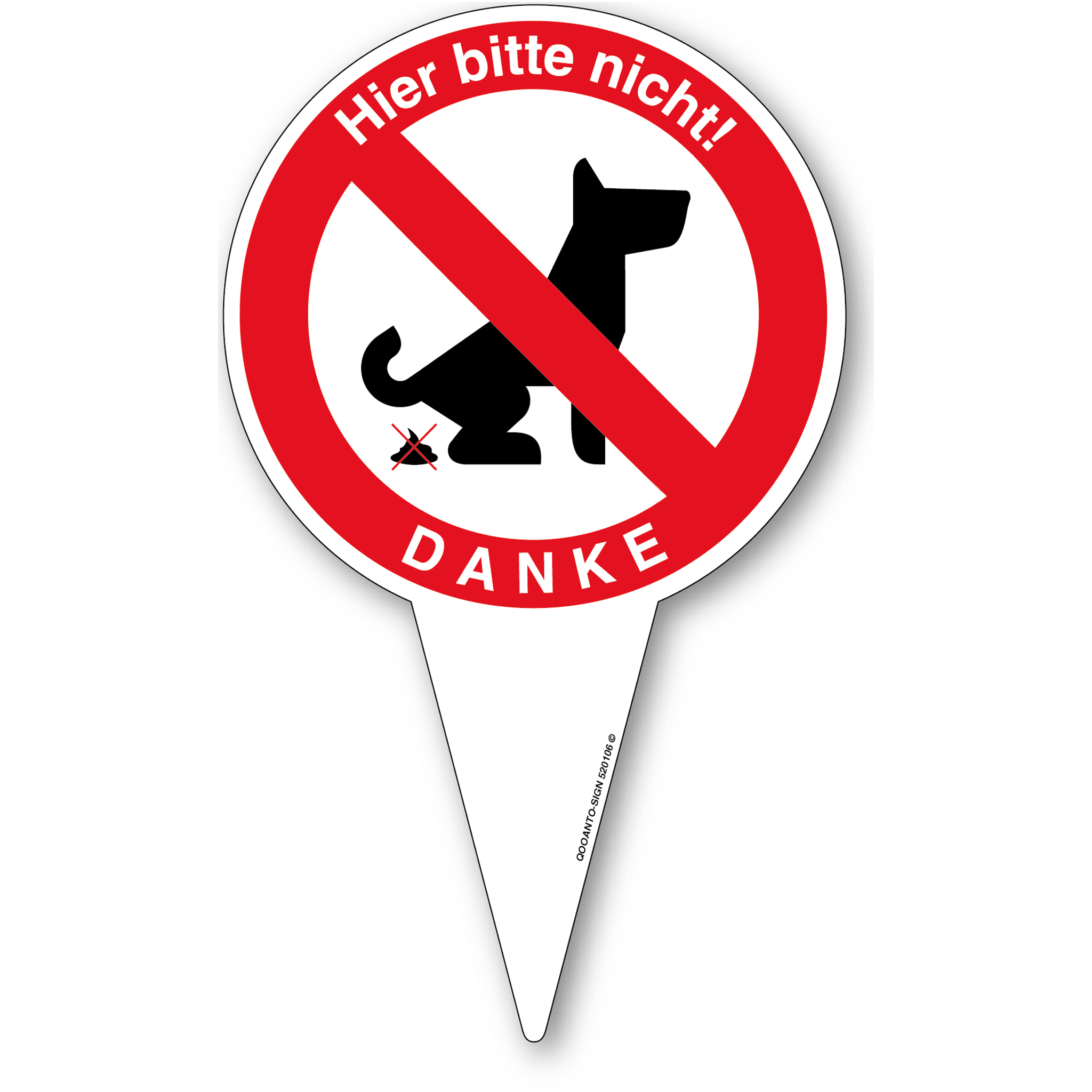 2 Stück Kein Hundeklo Steckschild Hier Bitte Nicht Danke | UV-Schutz | Alu-Verbund | 18 x 30 cm | Weiss/Rot | Hochformat