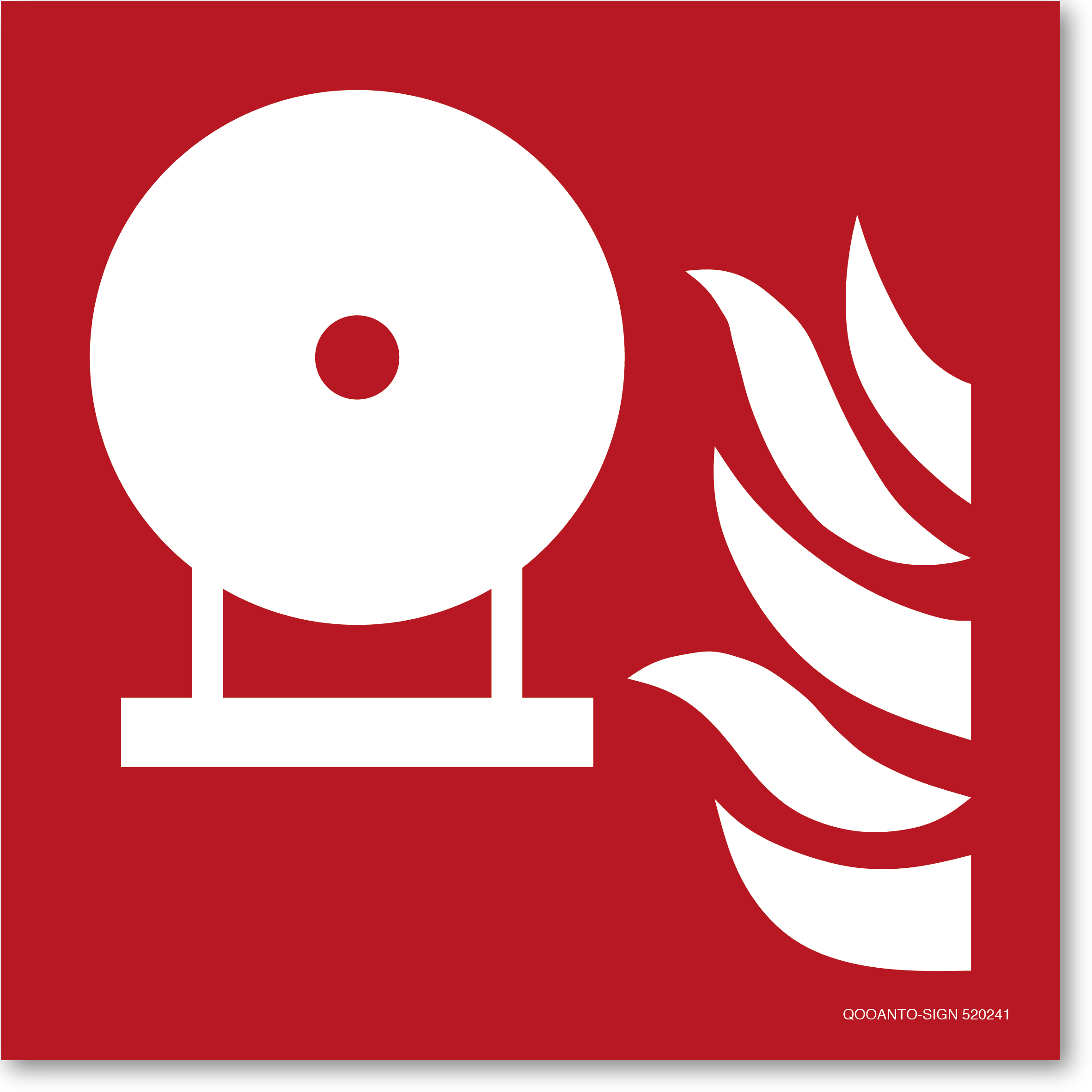 Fest eingebaute Feuerlösch-Flasche, Schild oder Aufkleber