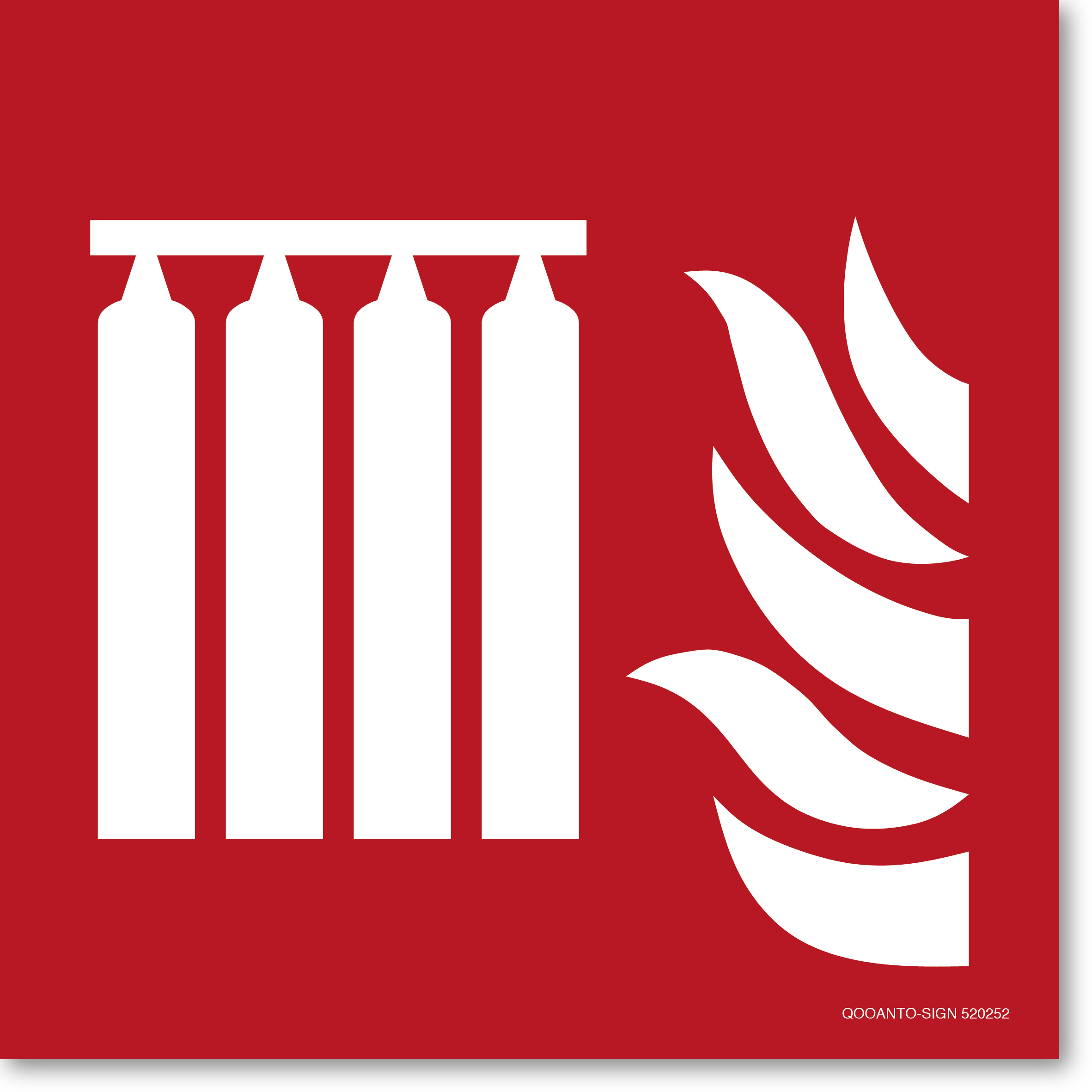 Fest eingebaute Feuerlöschmittel-Batterie, Schild oder Aufkleber