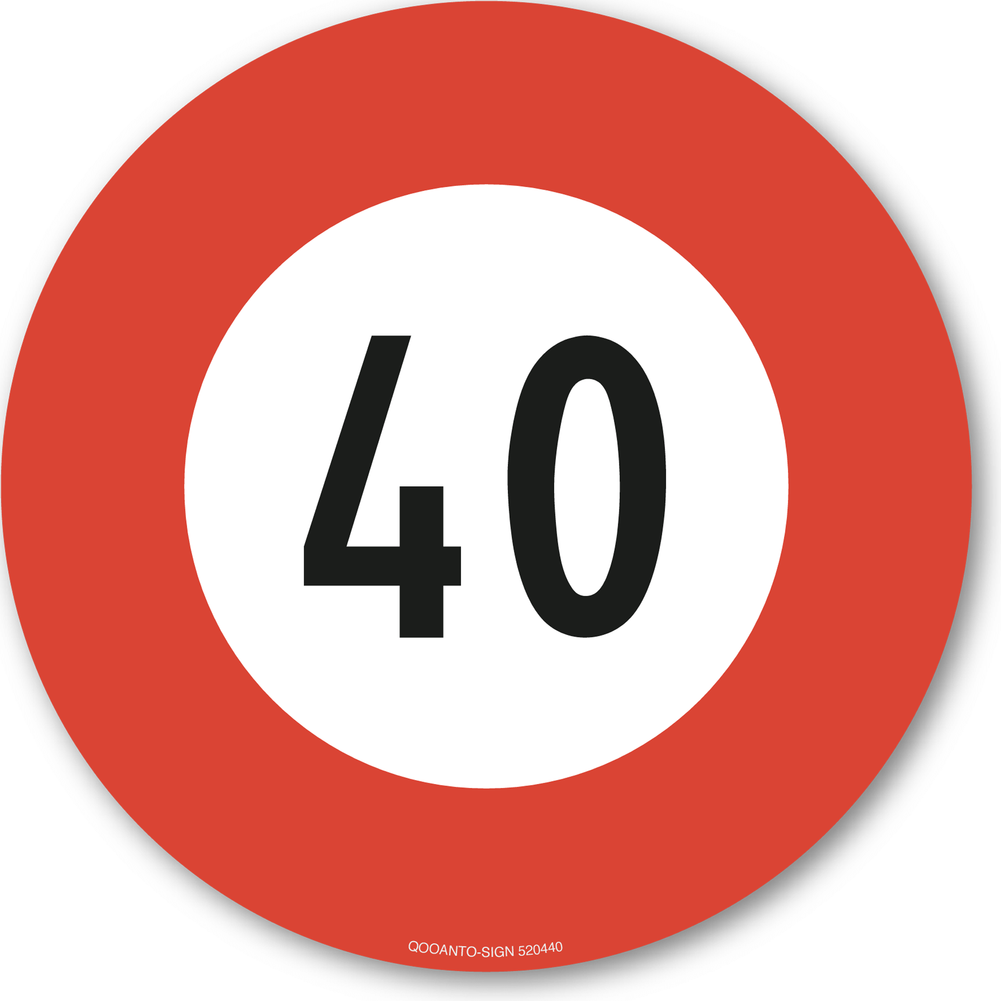 Höchstgeschwindigkeit - 40, Schild oder Aufkleber