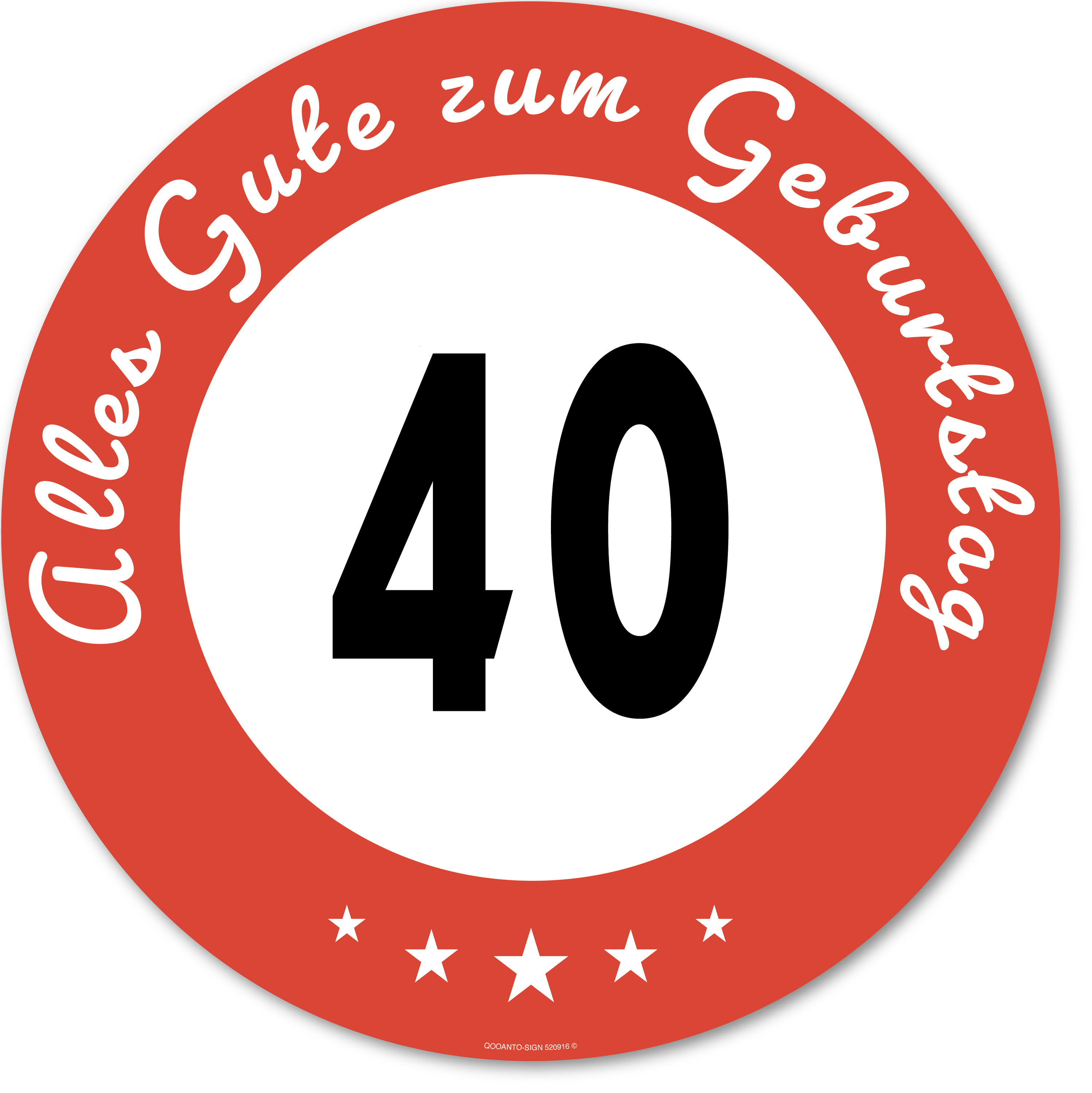Alles Gute zum Geburtstag 40, Schild