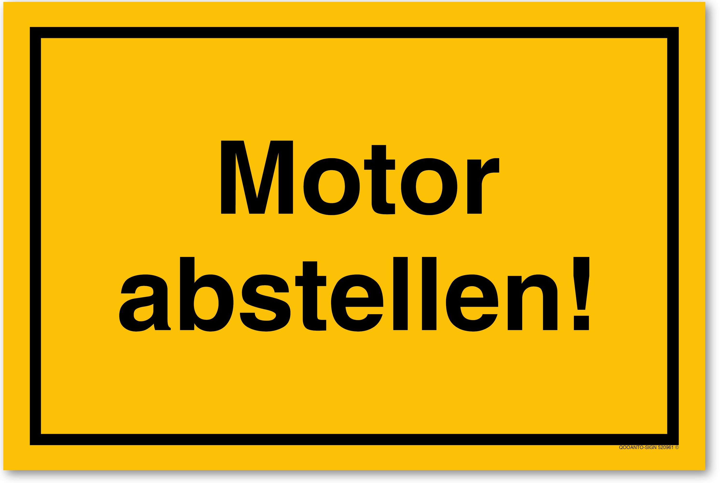 Motor abstellen!, gelb, Schild