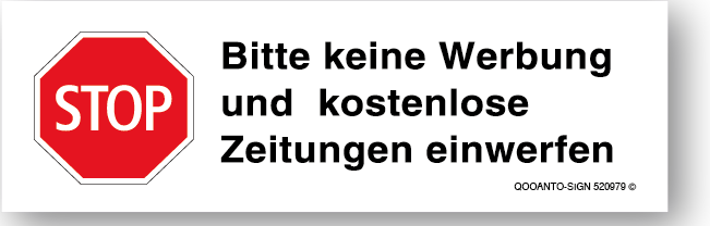 60 Stück Bitte keine Werbung einwerfen Aufkleber Stop Bitte Keine Werbung Und Kostenlose Zeitungen Einwerfen | UV-Schutz | Klebefolie | 7 x 2.2 cm | Weiss/Rot | Rechteck | Querformat