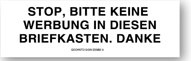 60 Stück Bitte keine Werbung einwerfen Aufkleber Stop Bitte Keine Werbung In Diesen Briefkasten. Danke. | UV-Schutz | Klebefolie | 7 x 2.2 cm | Weiss | Rechteck | Querformat