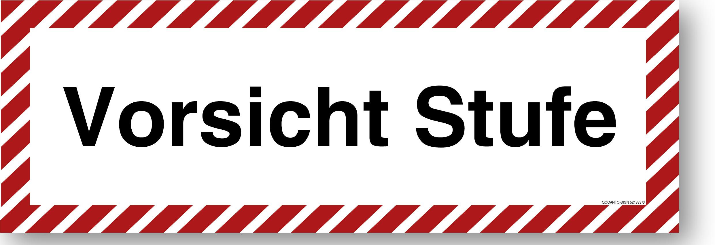 Vorsicht Stufe, Hinweisaufkleber mit UV-Schutz, weiss/rot