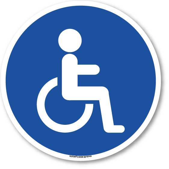 Behindert, Betriebssicherheitaufkleber mit UV-Schutz, blau/weiss