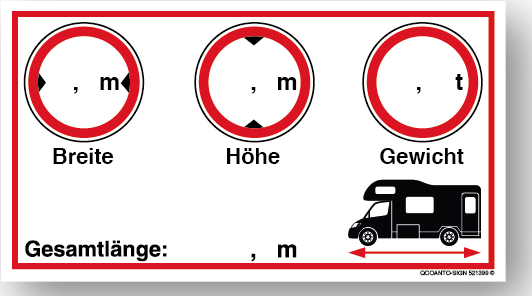 Caravan, Hinweisaufkleber mit UV-Schutz, weiss/rot