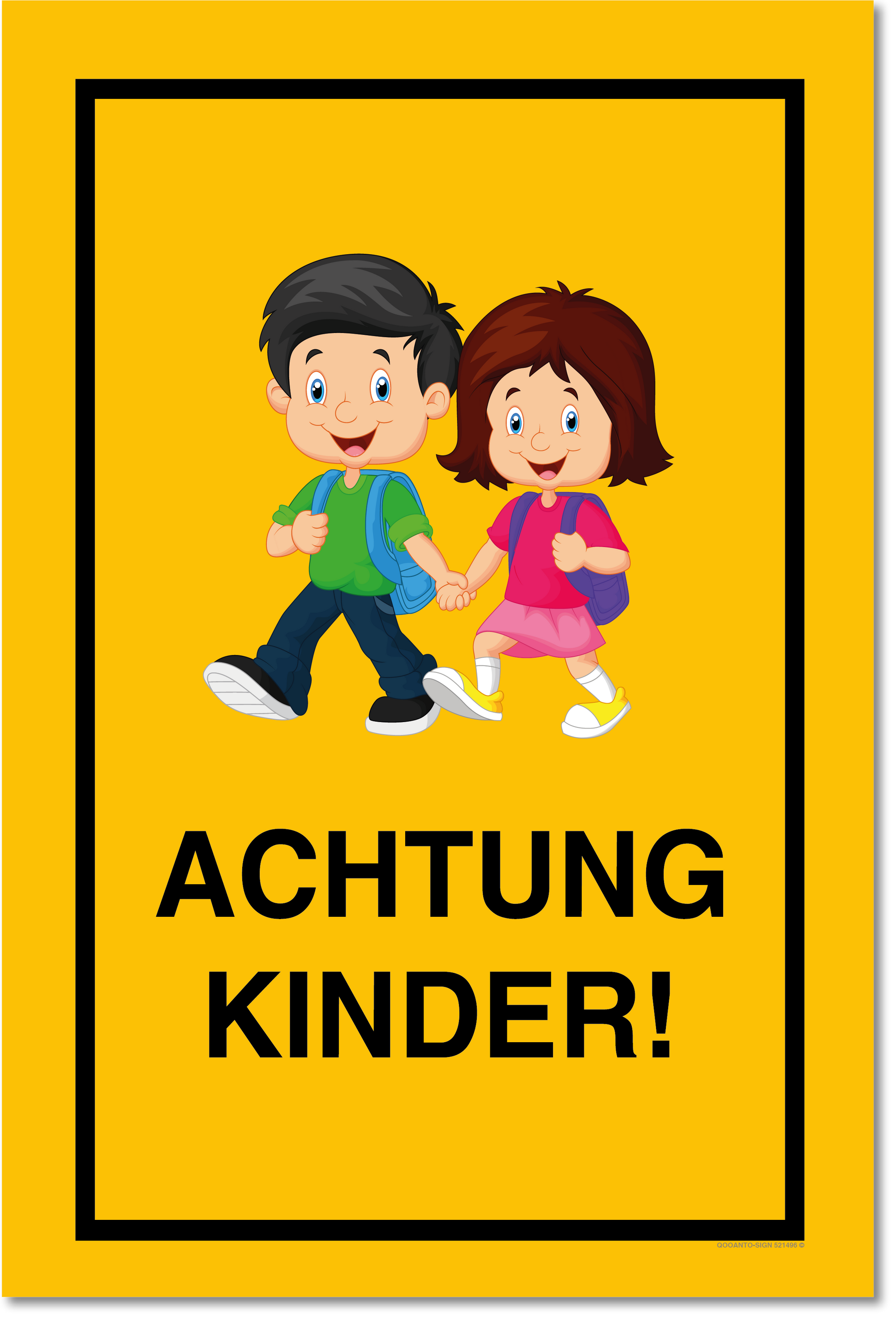 Achtung Kinder Gelb Schild | Alu-Verbund | Gelb | Rechteck | Hochformat