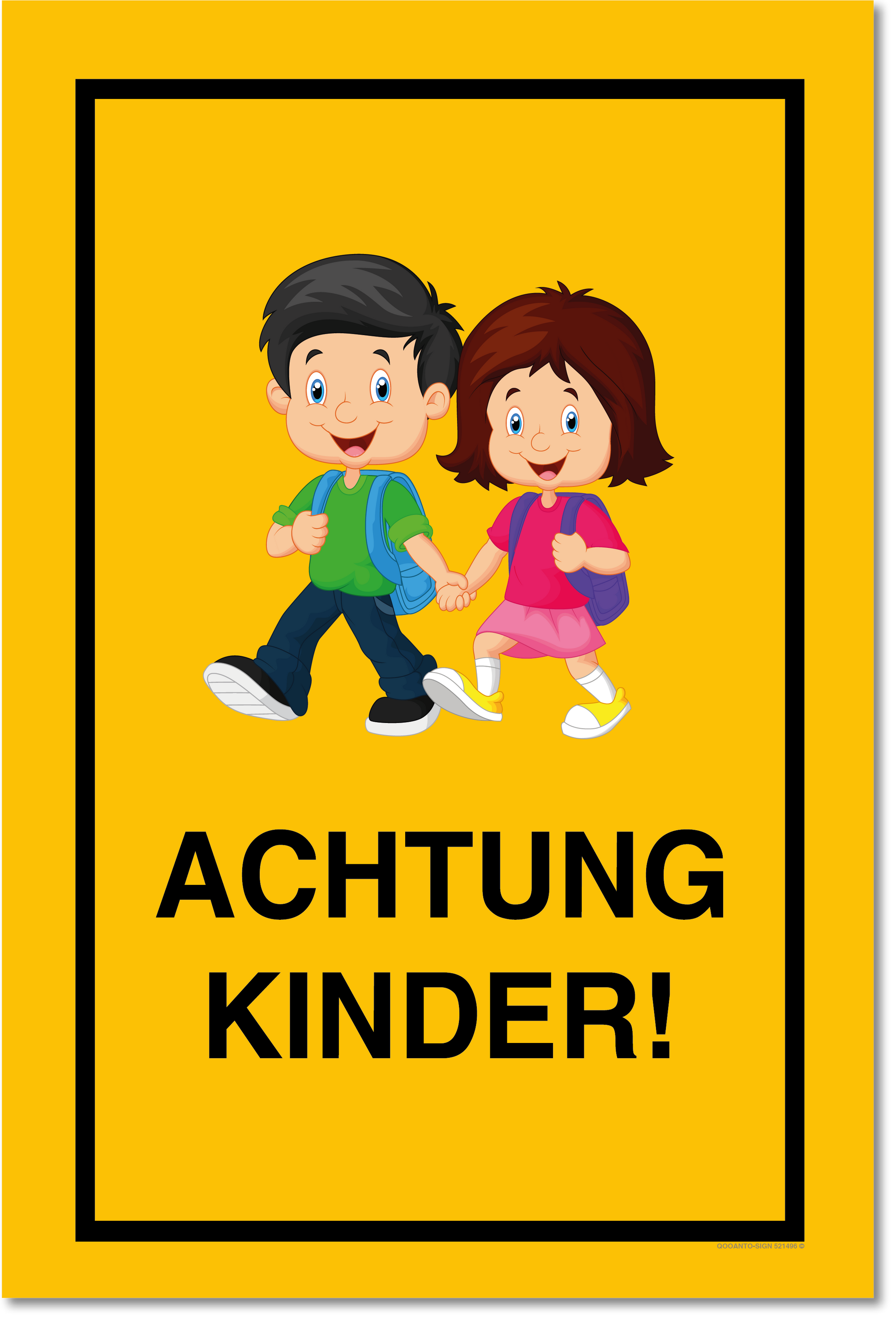 Achtung Kinder Schild Achtung Kinder | UV-Schutz | Alu-Verbund | Gelb | Rechteck | Hochformat