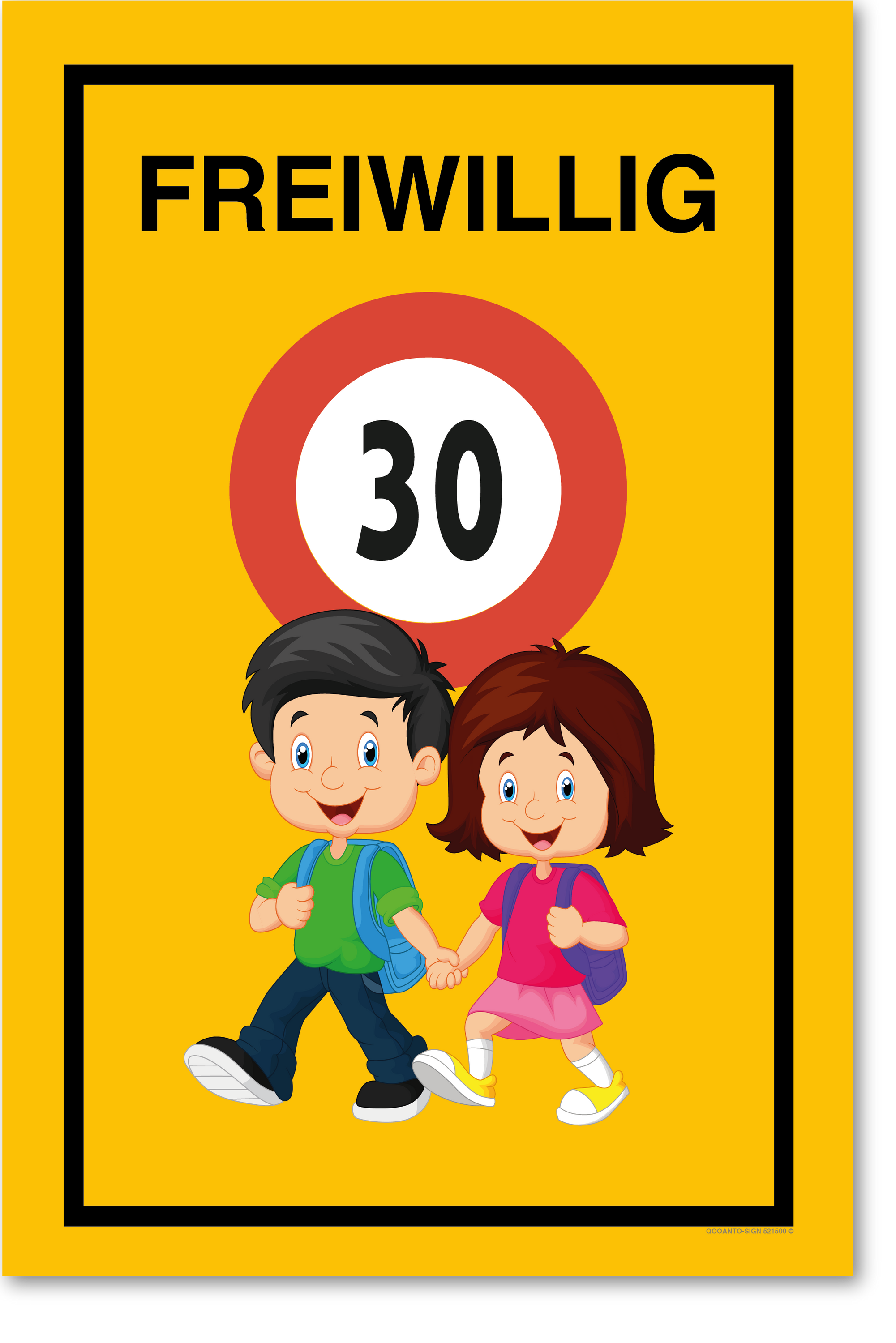 Achtung Kinder Freiwillig 30, Achtung Kinder Schild, aus Alu-Verbund, mit UV-Schutz