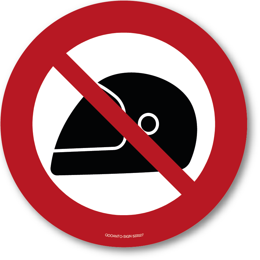 Helm Verboten Aufkleber aus Selbstklebefolie mit UV-Schutz