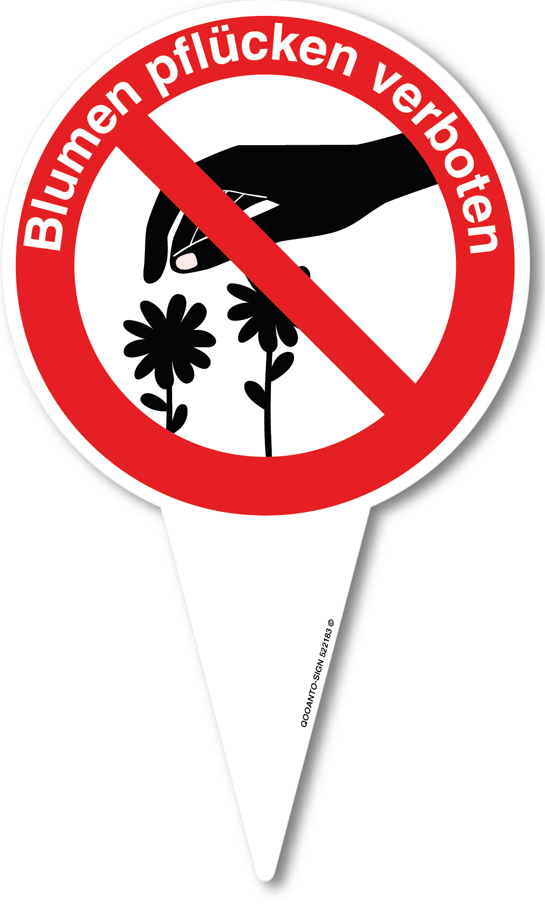 Blumen pflücken verboten Schild, aus Alu-Verbund, mit UV-Schutz