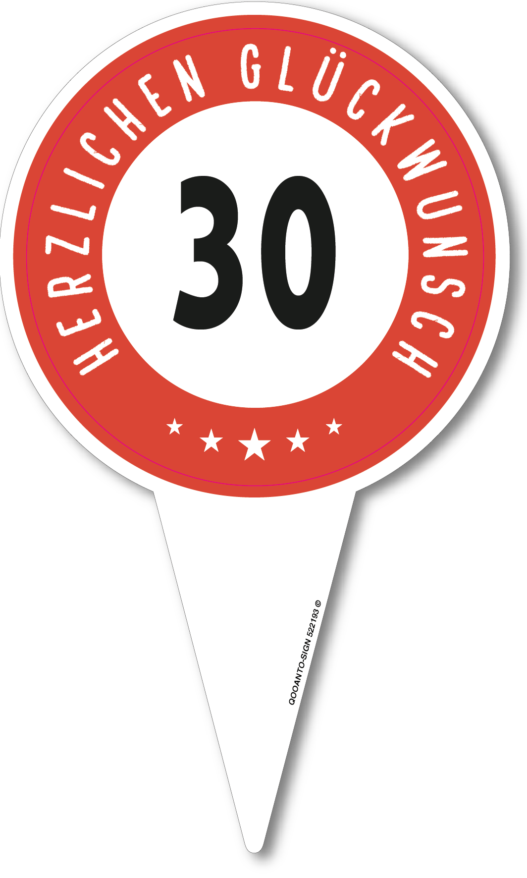 Geburtstagsschild 30, aus Alu-Verbund, mit UV-Schutz