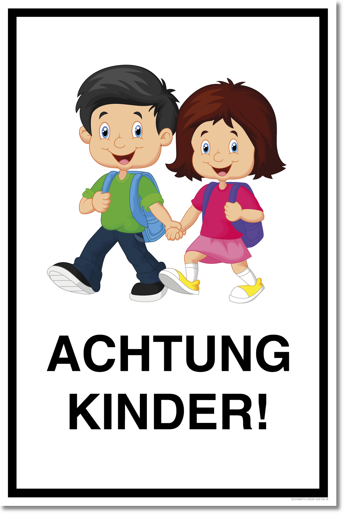 Achtung Kinder Schild aus Alu-Verbund mit UV-Schutz
