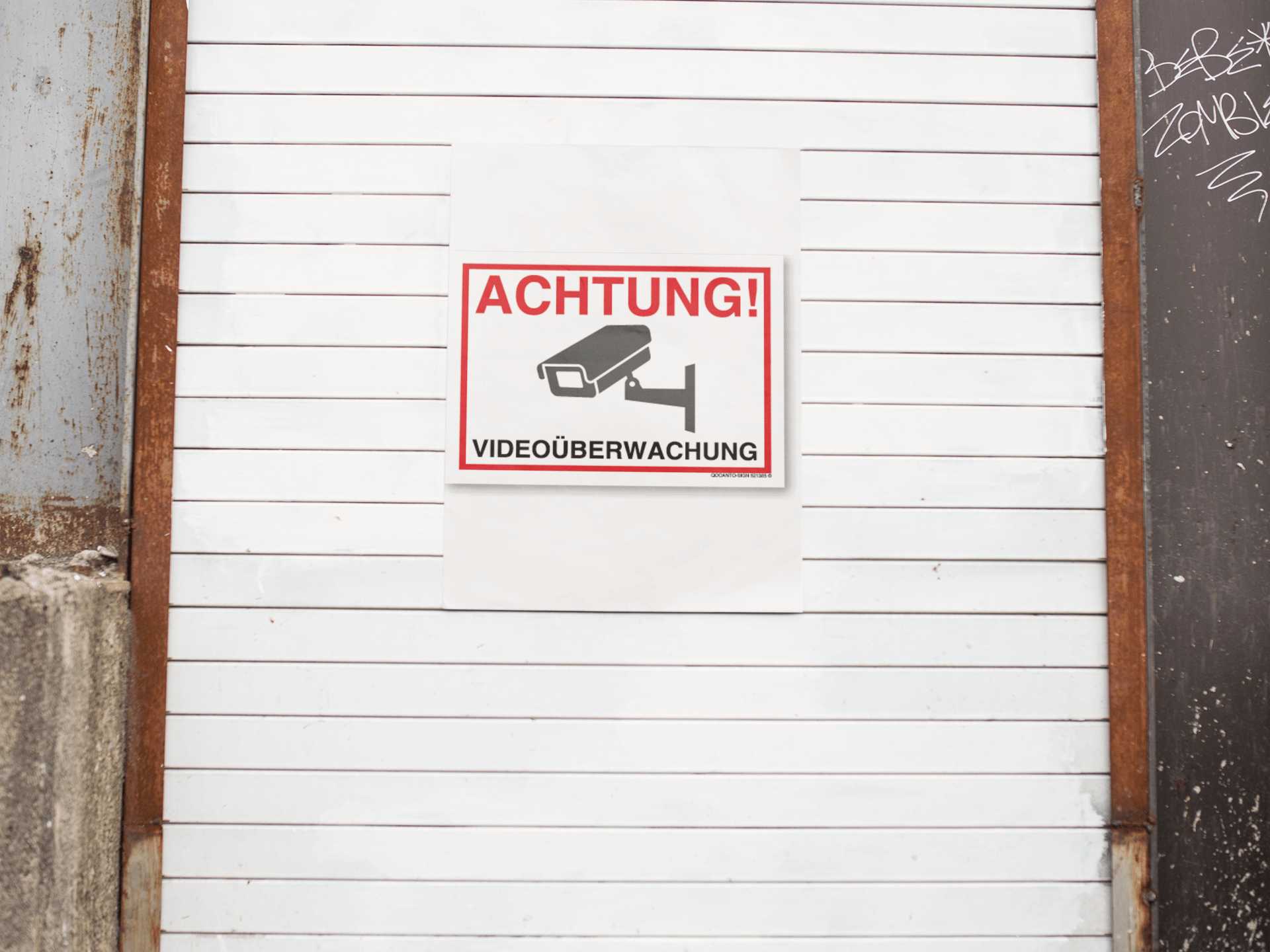 50 Stück Videoüberwachung Aufkleber ACHTUNG VIDEOÜBERWACHUNG | UV-Schutz | Klebefolie | 7.4 x 5.2 cm | Weiss/Rot, Querformat | Rechteck | Querformat