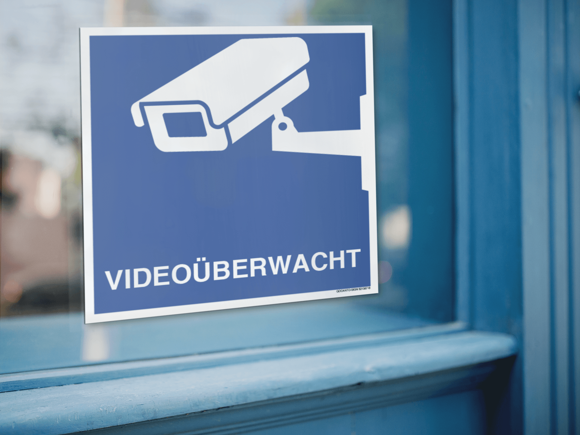 30 Stück Videoüberwachung Aufkleber VIDEOÜBERWACHT | UV-Schutz | Klebefolie | 10.5 x 10.5 cm | Blau/Weiss | Quatratisch