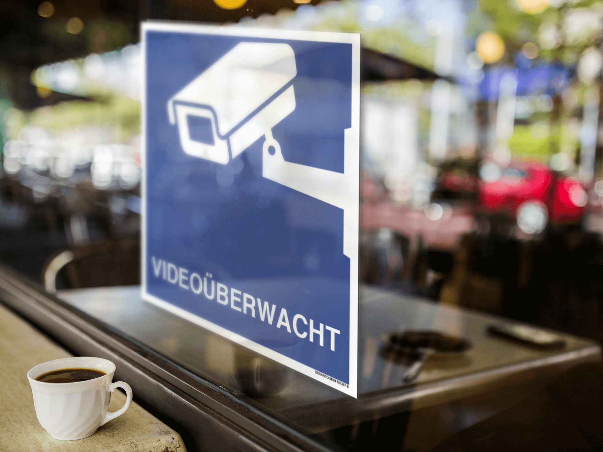 30 Stück Videoüberwachung Aufkleber VIDEOÜBERWACHT | UV-Schutz | Klebefolie | 10.5 x 10.5 cm | Blau/Weiss | Quatratisch