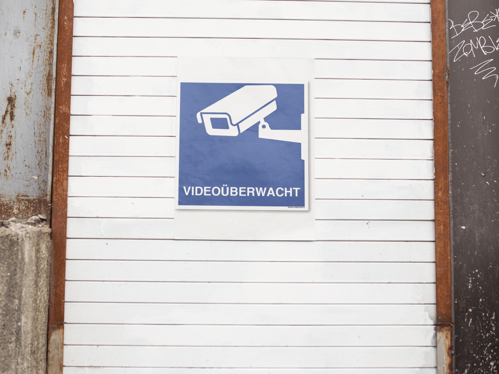 30 Stück Videoüberwachung Aufkleber VIDEOÜBERWACHT | UV-Schutz | Klebefolie | 10.5 x 10.5 cm | Blau/Weiss | Quatratisch