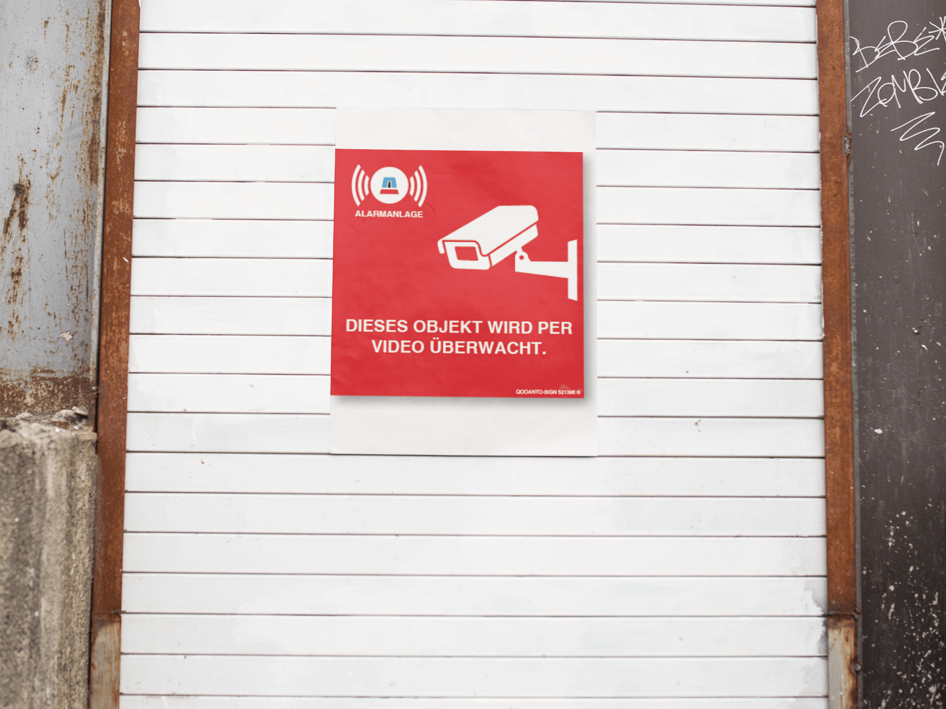 Video Überwachungsschild mockup