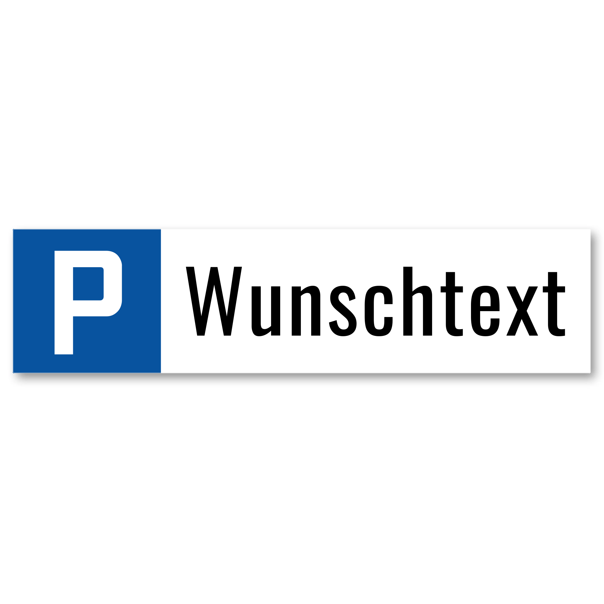 WUNSCHTEXT Parkplatzschild | Alu-Verbund | Blau/Weiss | Verlängert
