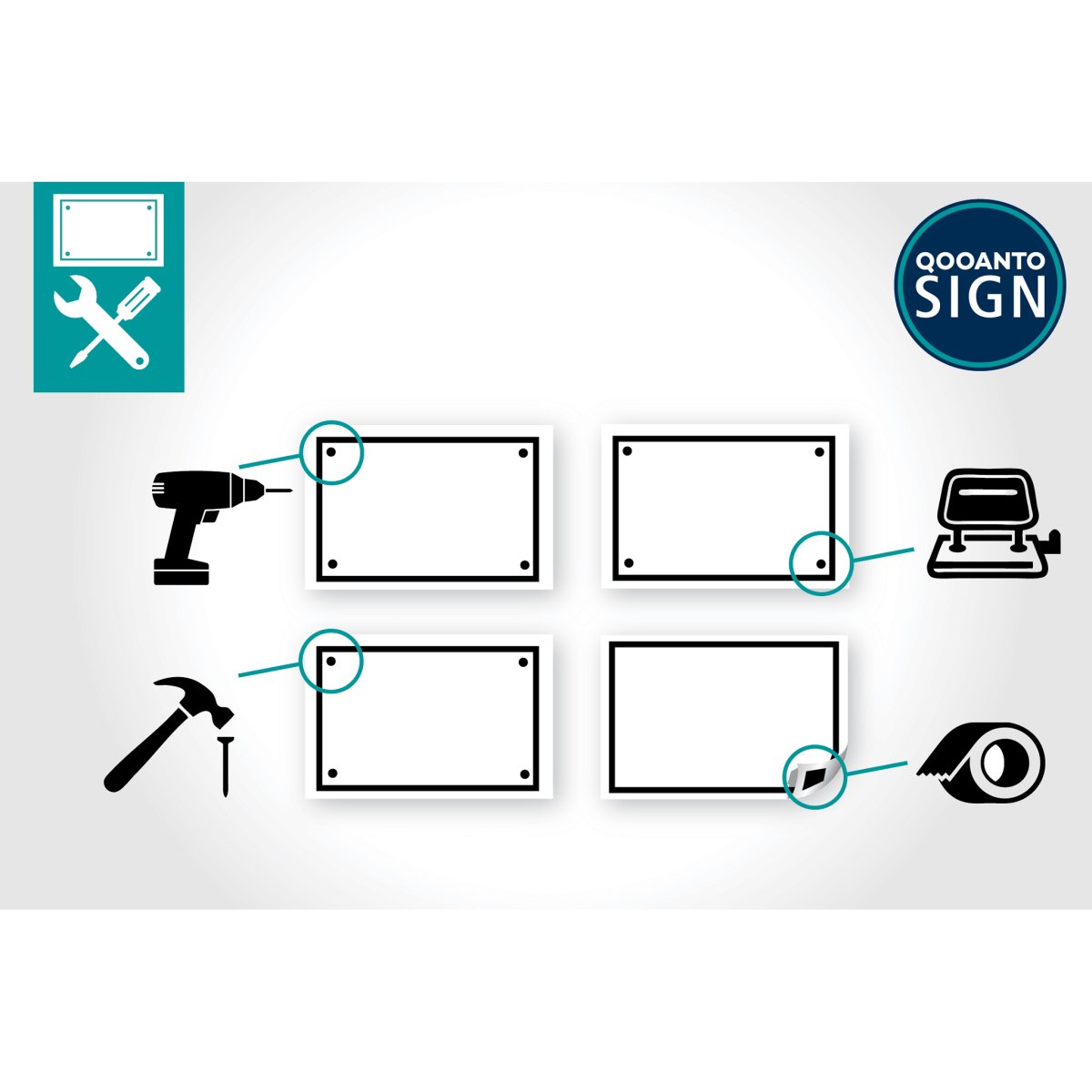 ACHTUNG Raum Wird Videoüberwacht Schild | Alu-Verbund | Weiss/Rot | Rechteck | Querformat - QOOANTO-SIGN