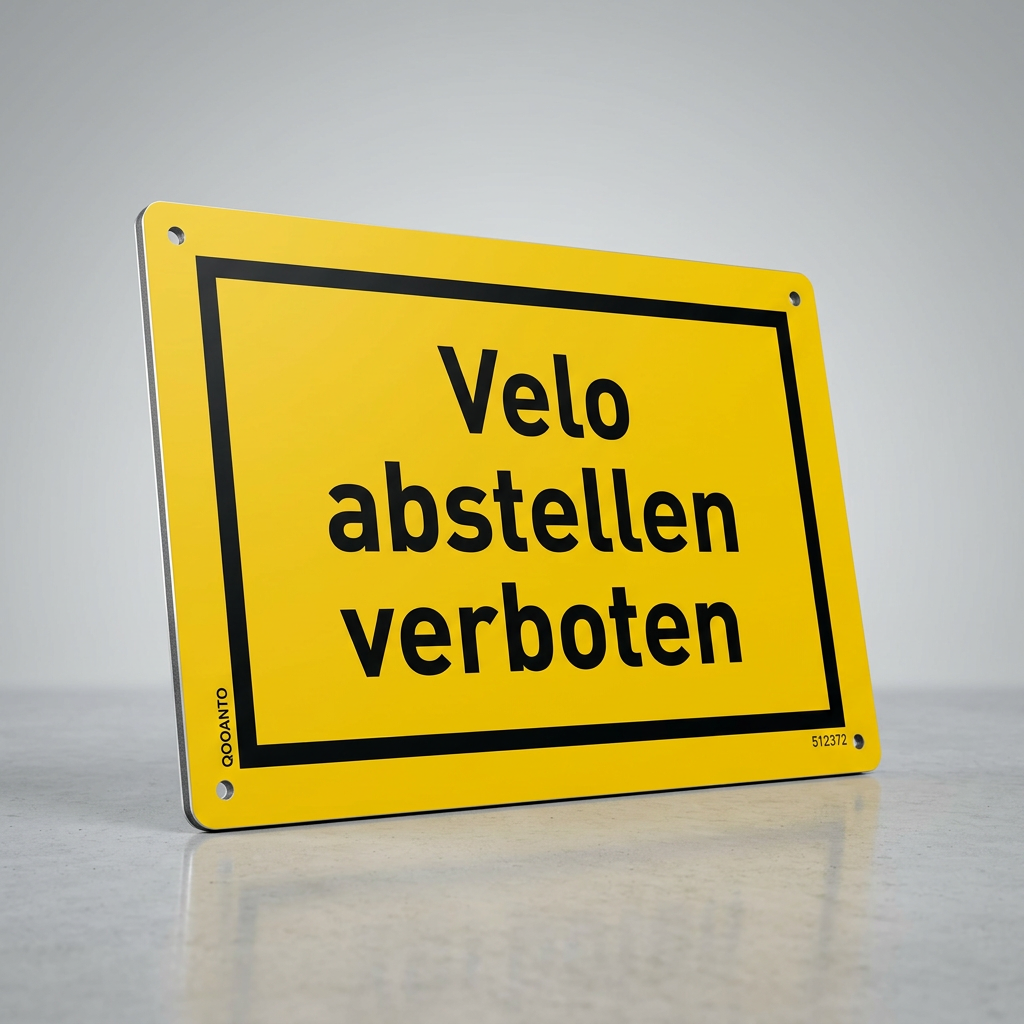 Velo Abstellen Verboten Schild oder Aufkleber | Alu-Verbund oder Selbstklebefolie | Gelb | Rechteck | Querformat