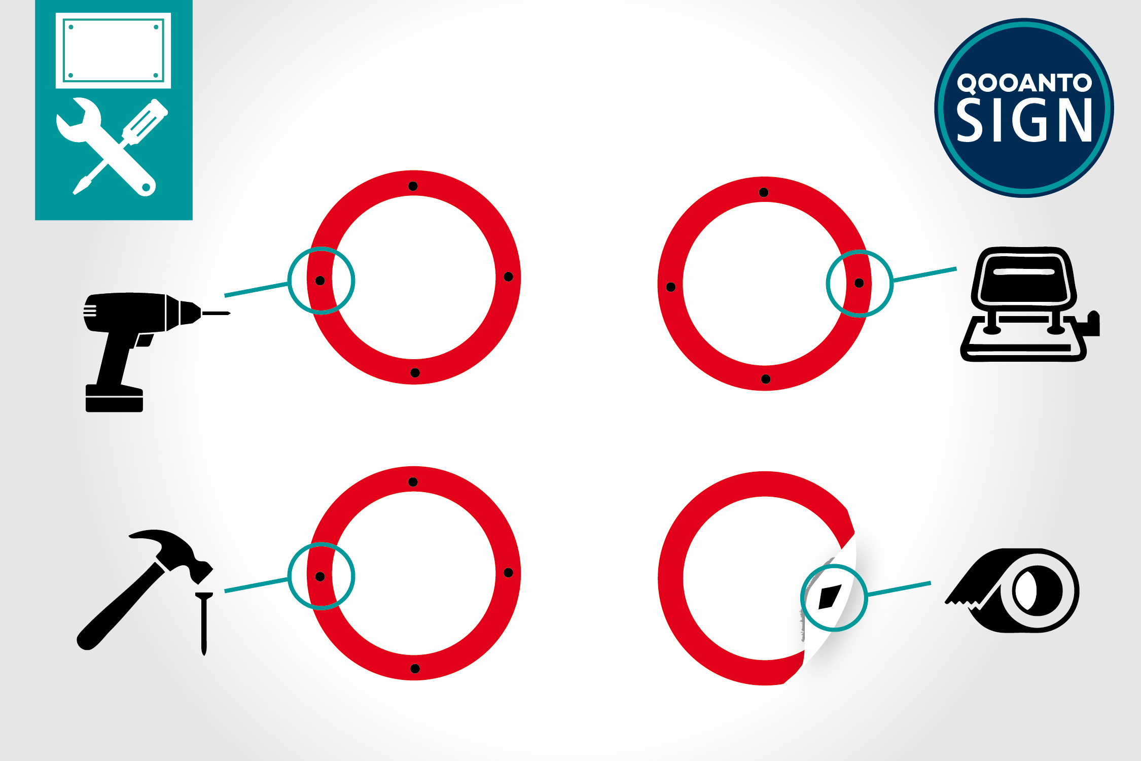 18 Geburtstag Schild Herzlichen Glückwunsch | UV-Schutz | Alu-Verbund | Weiss/Rot | Rund