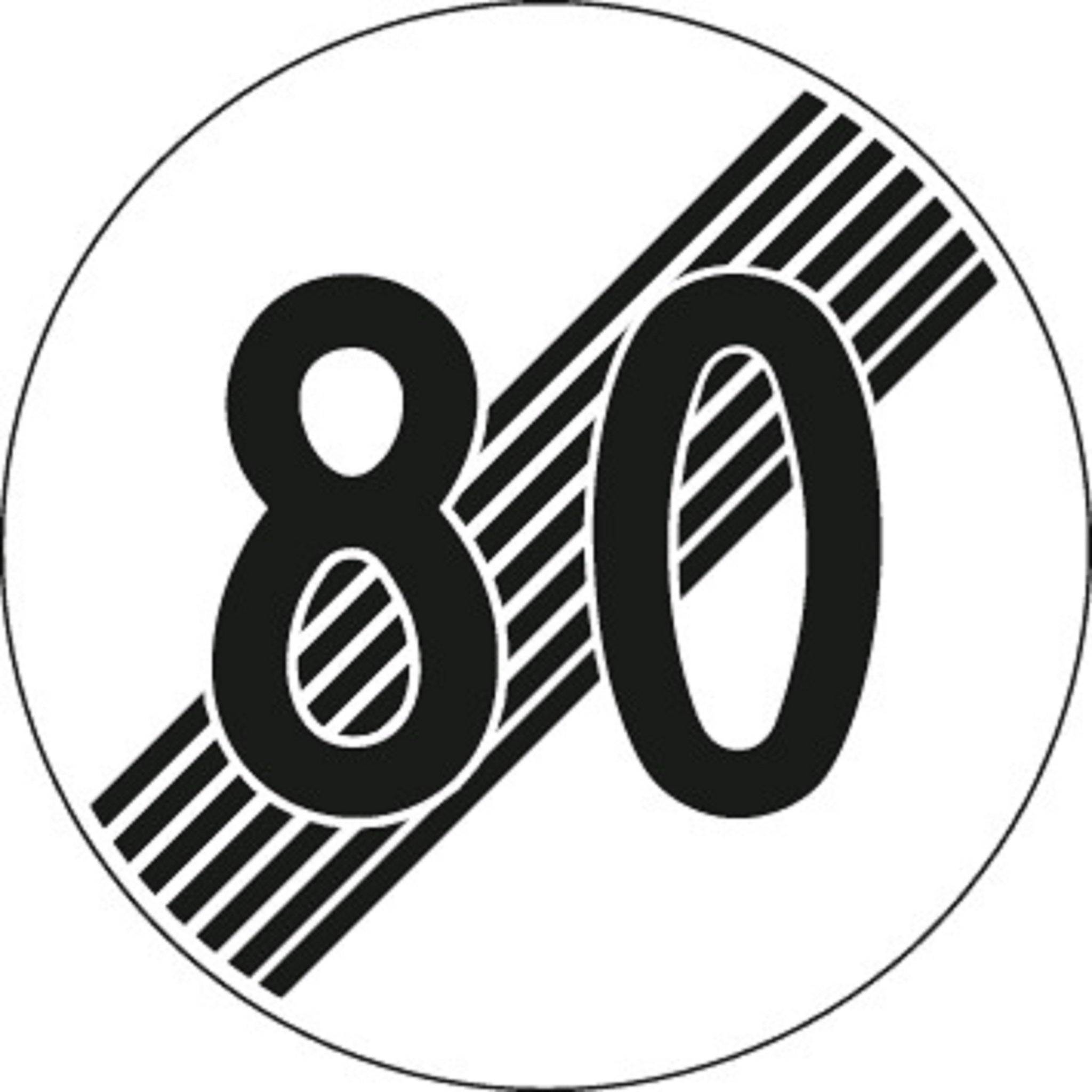 80 km/h Ende der Hochstgeschwindigkeit 2.53 Vorschriftssignale | R1, R2, R3 | SSV